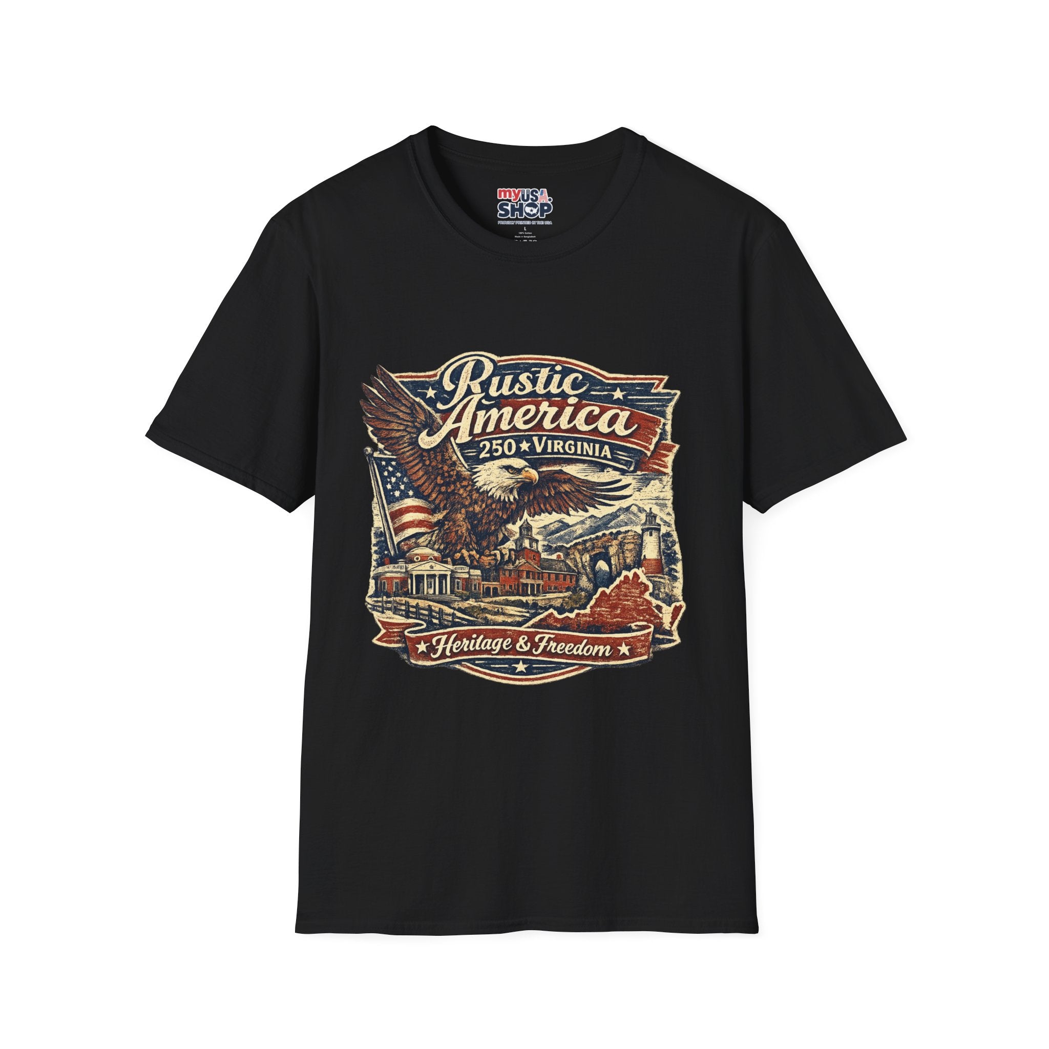 America 250 Virginia Eagle T‑Shirt — Heritage & Freedom Vintage Design