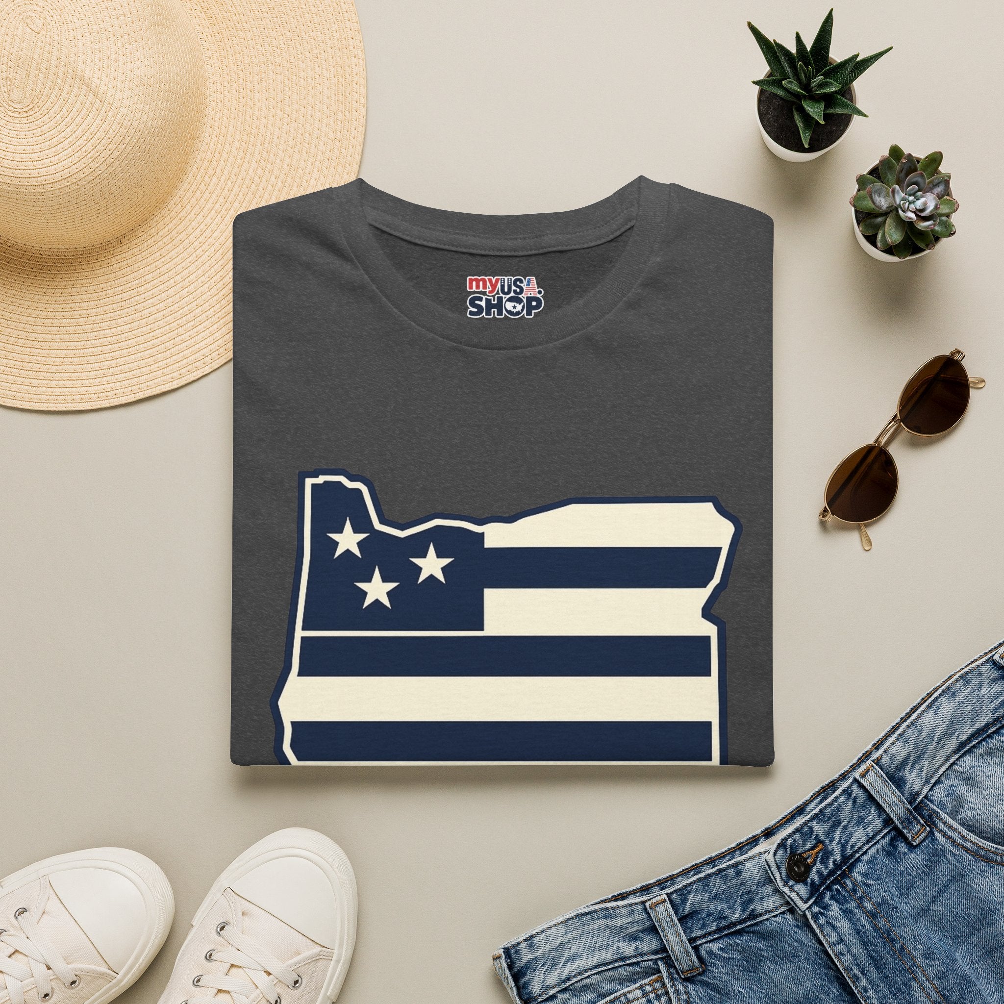 America 250 Oregon Shirt — Minimal Oregon State Flag Graphic Tee