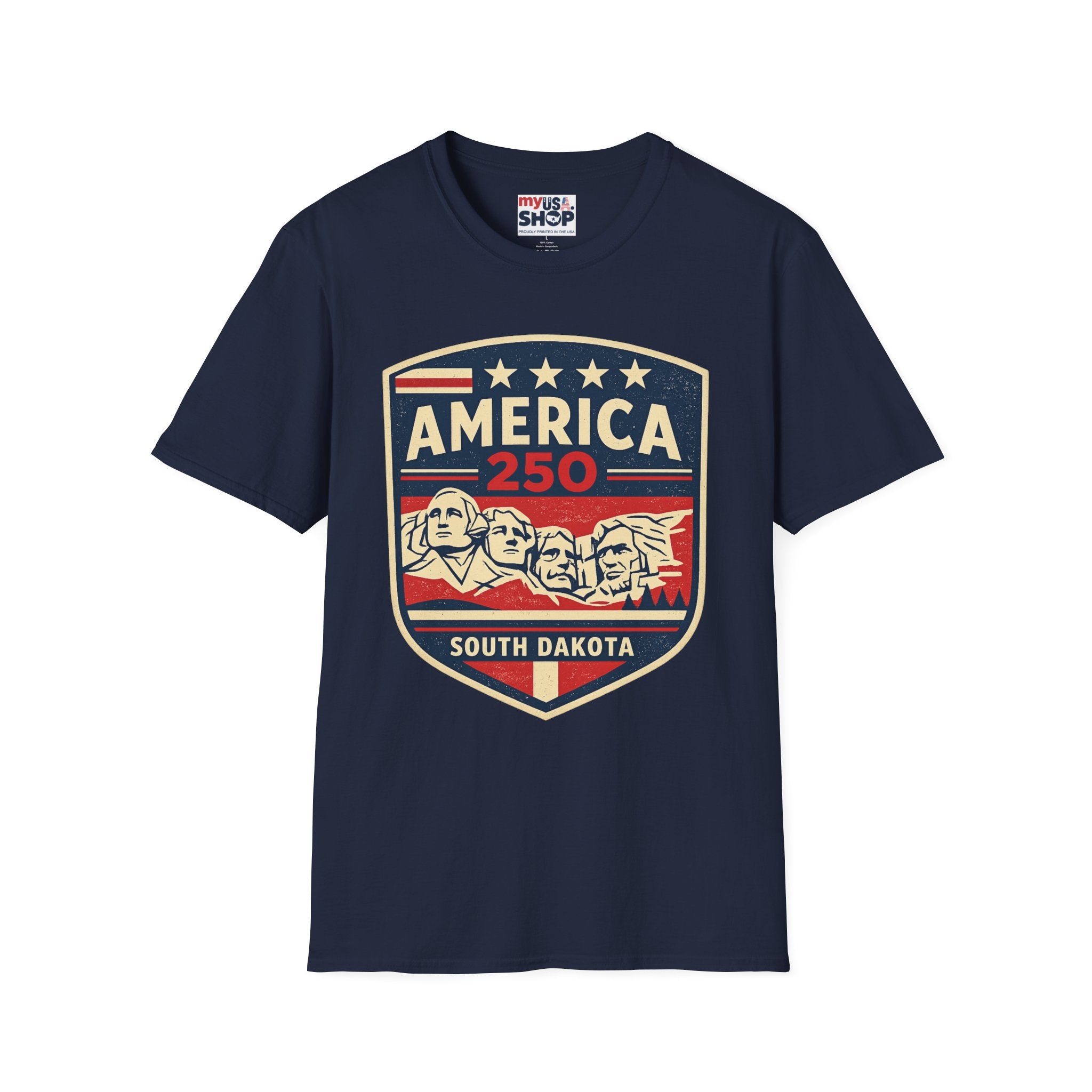 America 250 South Dakota Shirt — Retro Mount Rushmore USA Graphic Tee