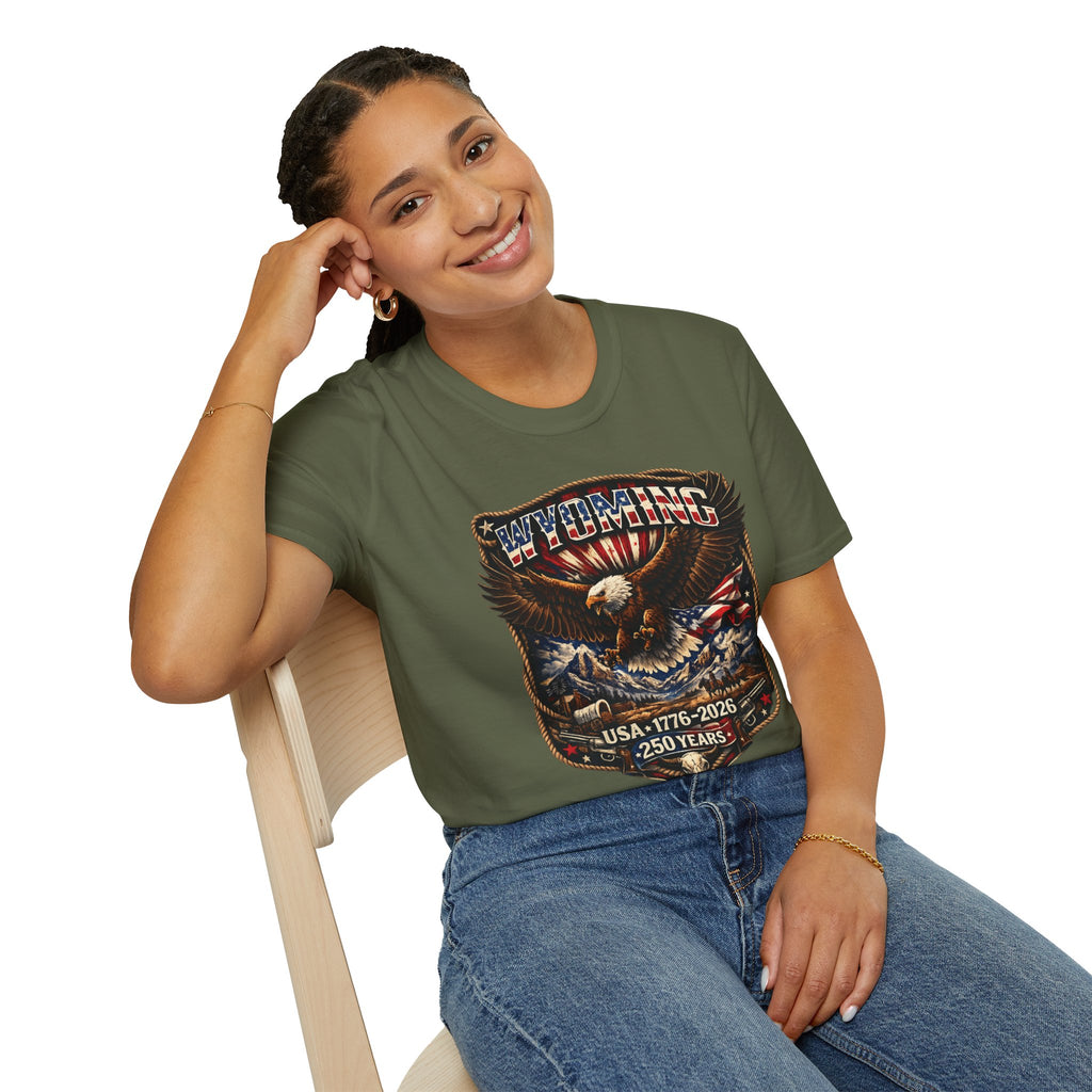 Wyoming Eagle T-Shirt — Patriotic America 250th Anniversary Graphic Tee