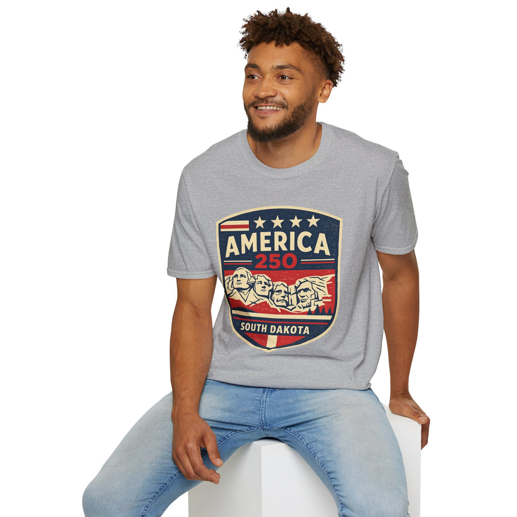 America 250 South Dakota Shirt — Retro Mount Rushmore USA Graphic Tee