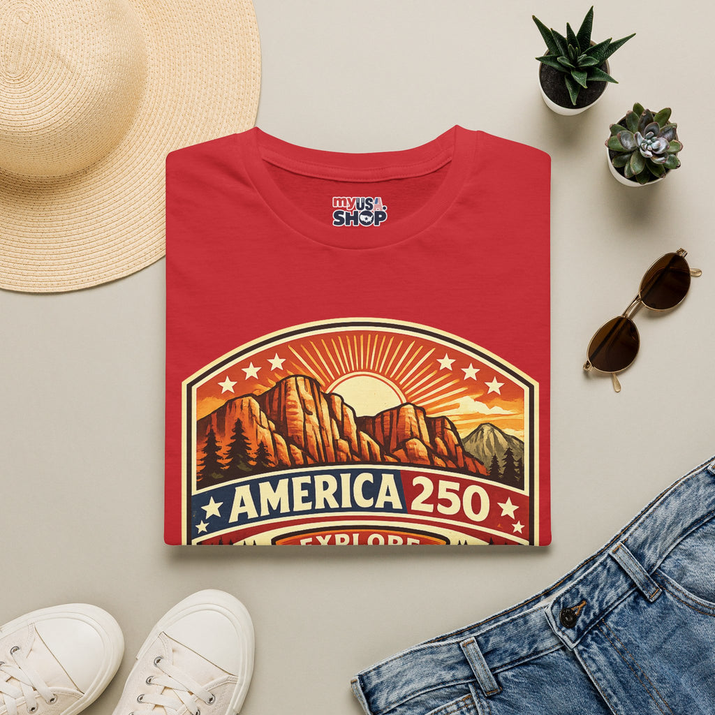 America 250 T-Shirt Utah Explore Freedom Vintage National Park Badge