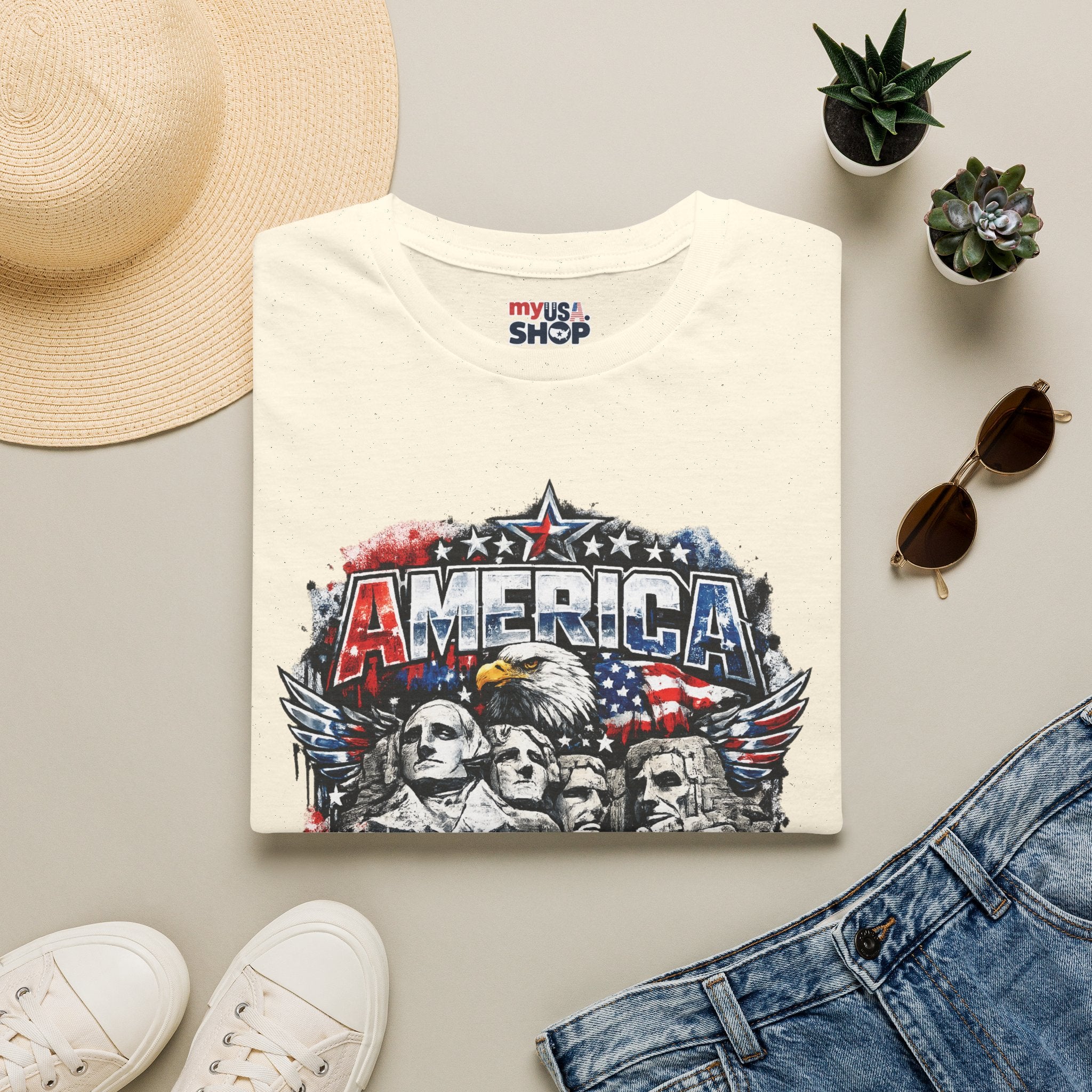 America 250 South Dakota Shirt — Patriotic Eagle & Mount Rushmore Graphic Tee