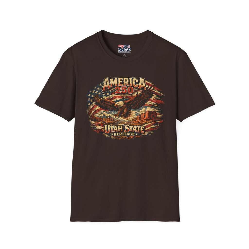 America 250 Utah State Shirt — Heritage Eagle Patriotic Graphic Tee
