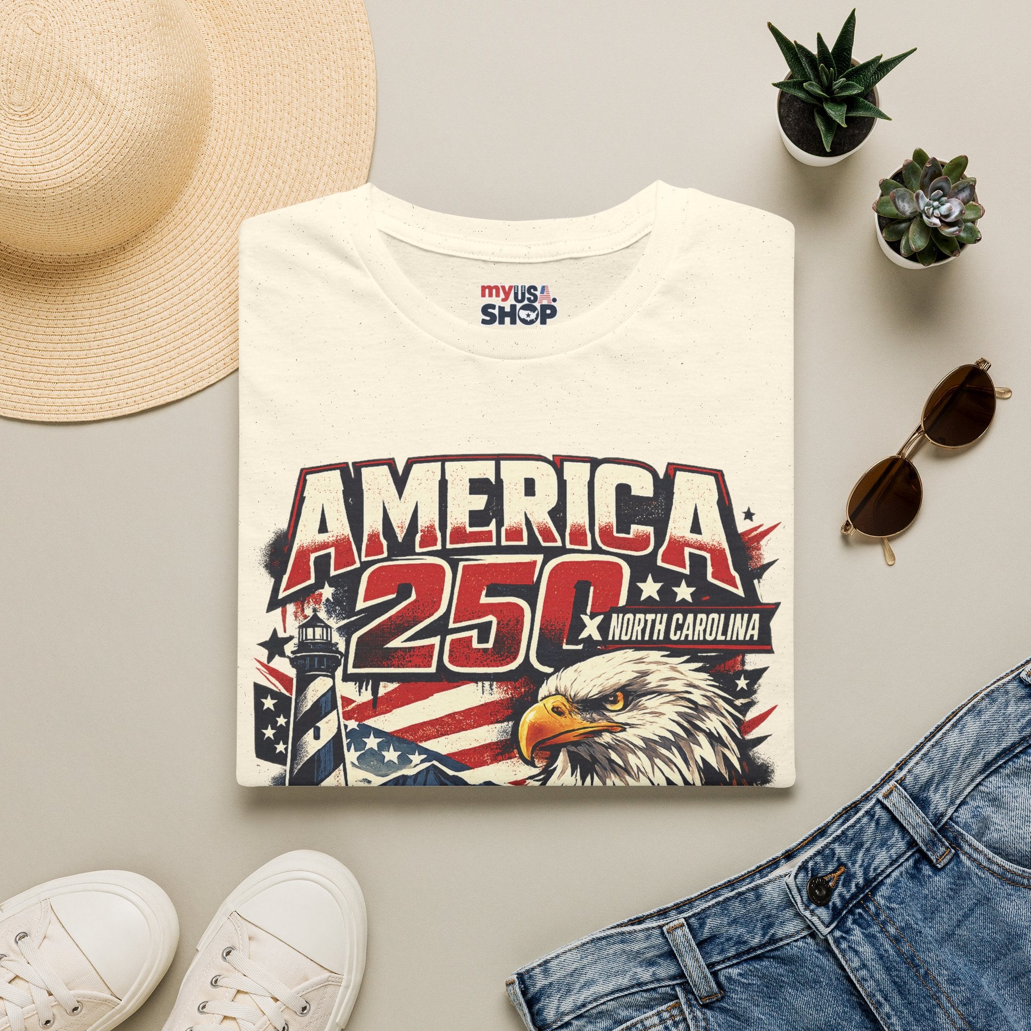 America 250 North Carolina Eagle T-Shirt – Patriotic July 4th Graphic Tee
