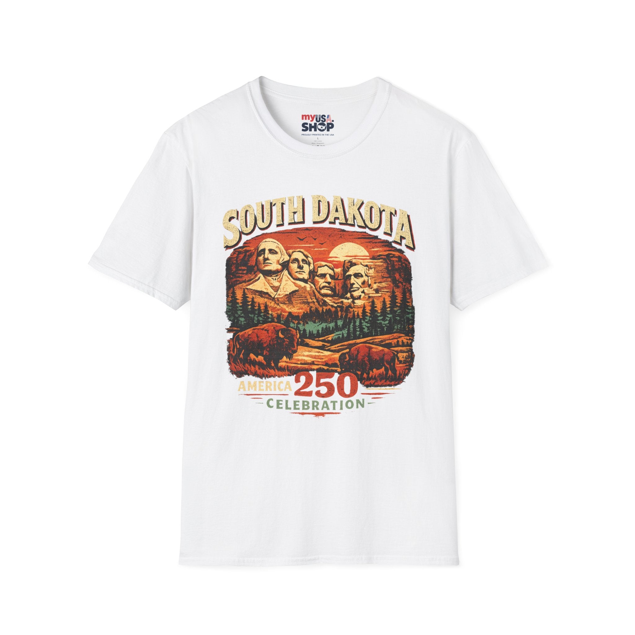 America 250 South Dakota Shirt — Sunset Mount Rushmore Celebration Tee