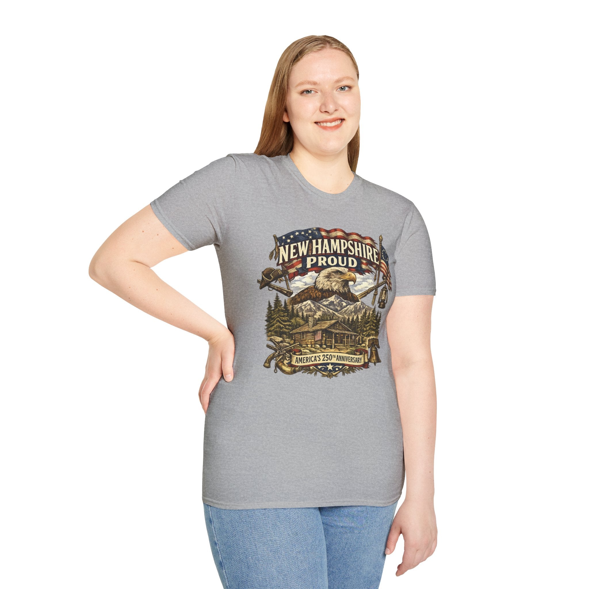 America 250 New Hampshire Proud T-Shirt — Patriotic Eagle State Tee