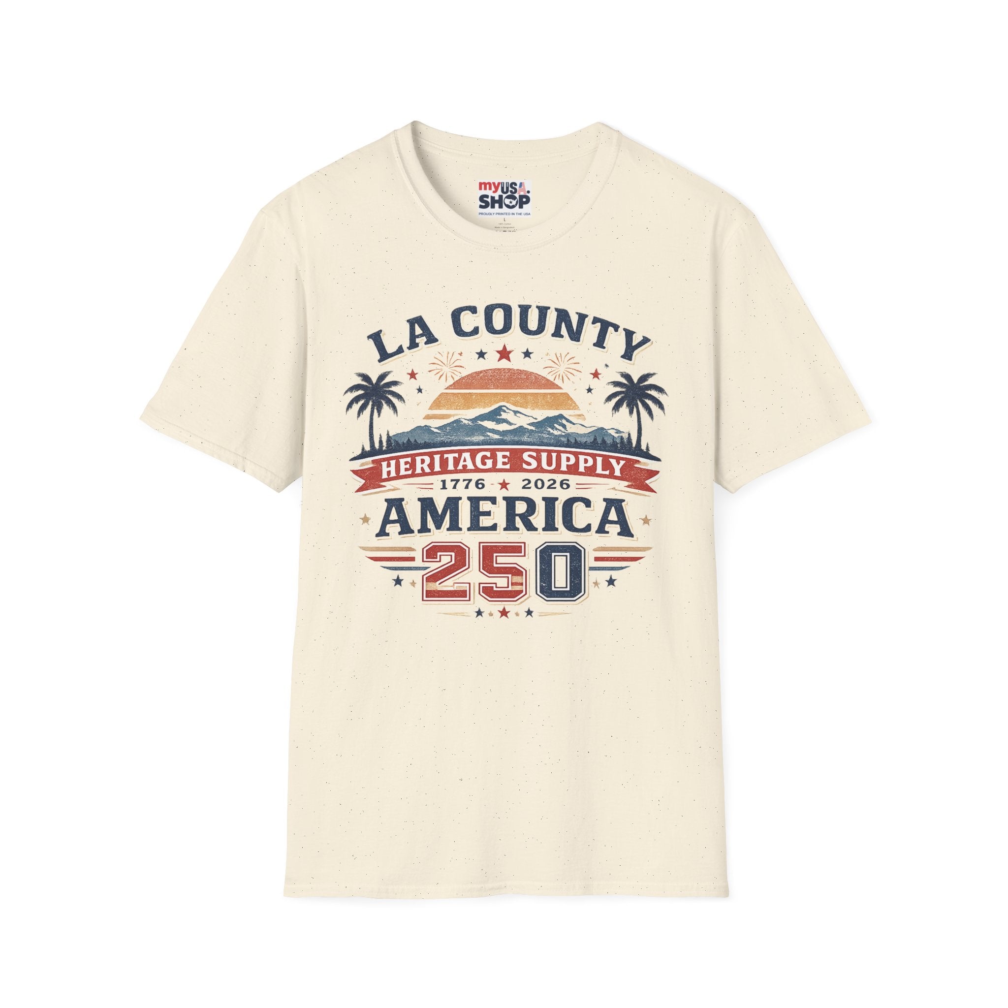 LA County Heritage Supply America 250 T-Shirt — 1776–2026 Vintage Sunset Tee