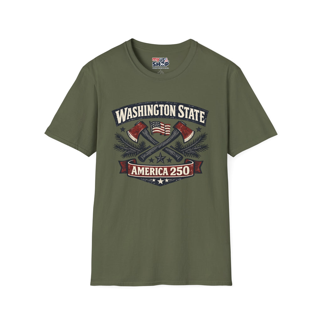America 250 Washington State T-Shirt —  Axes Retro Graphic Tee