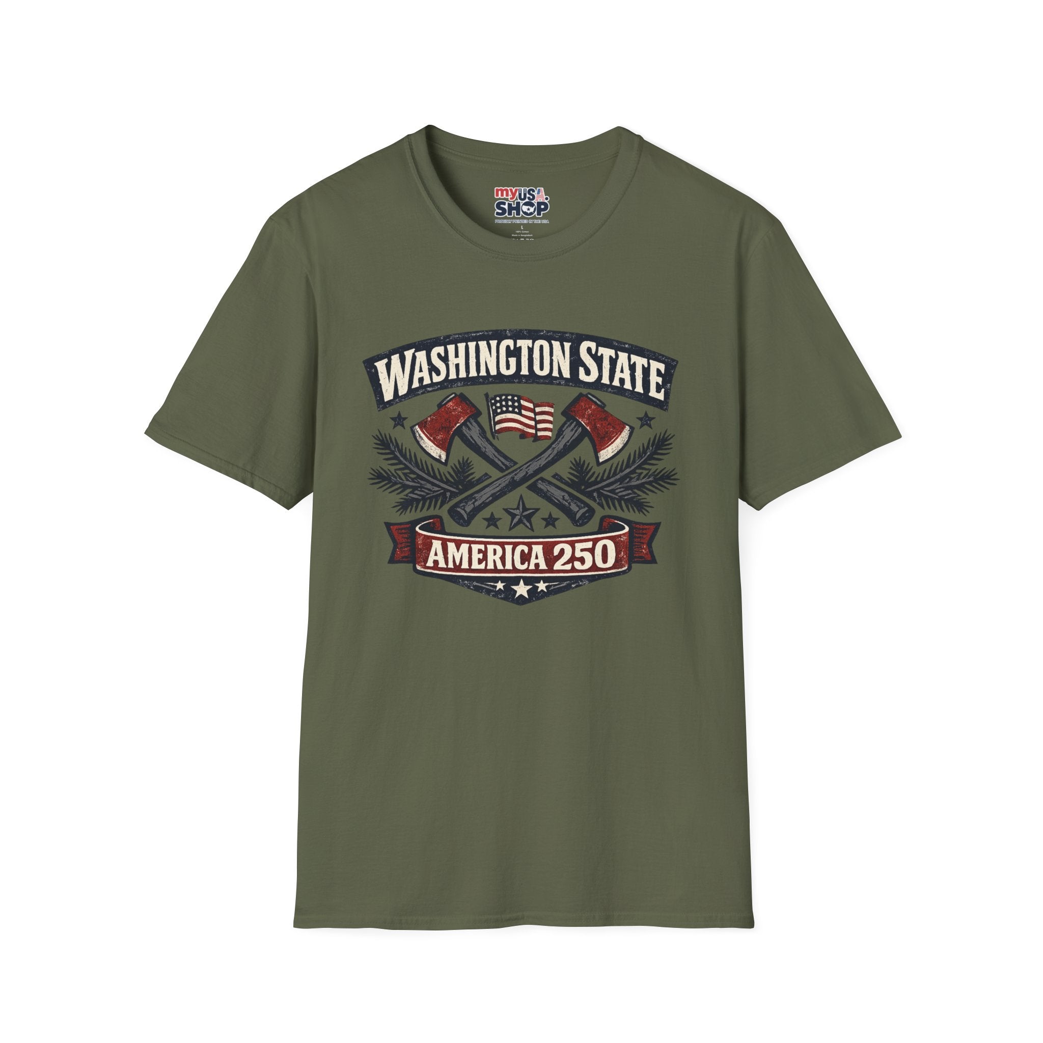 America 250 Washington State T-Shirt —  Axes Retro Graphic Tee