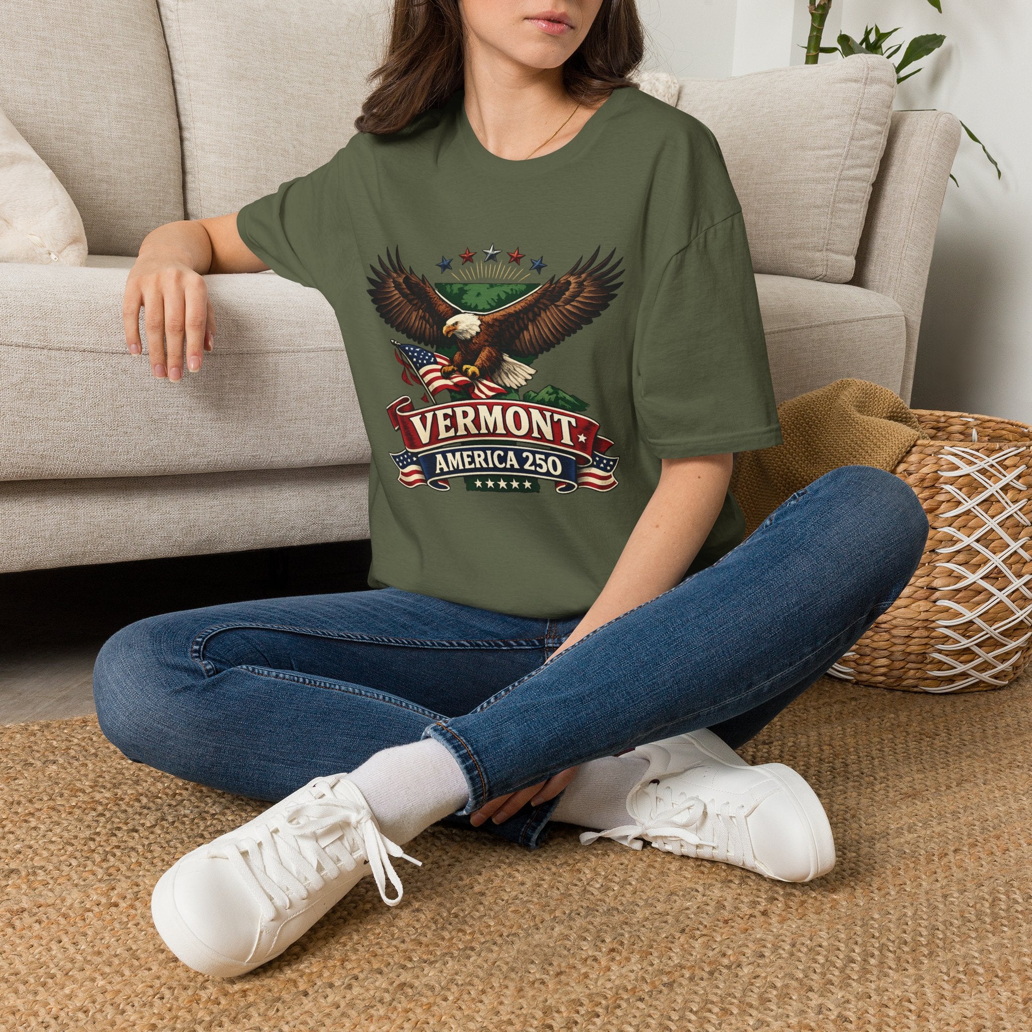 America 250 – Vermont Eagle Heritage Vintage Tee Design
