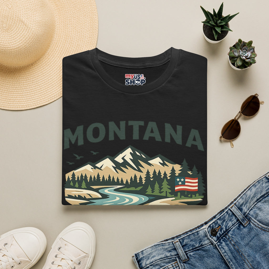 America 250 x Montana Mountain Scenic T-Shirt — Retro Nature Design