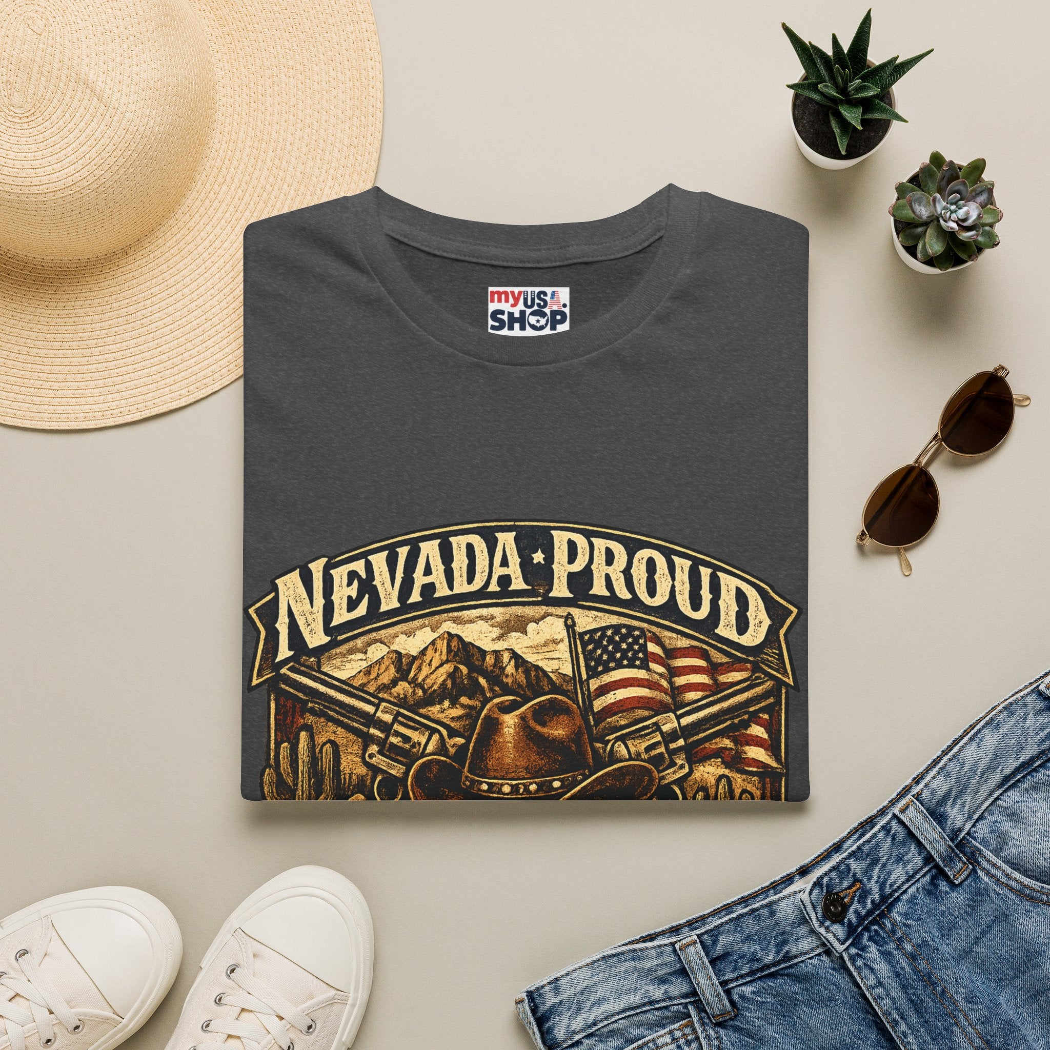 America 250 Nevada Proud T-Shirt — Vintage American Western Design