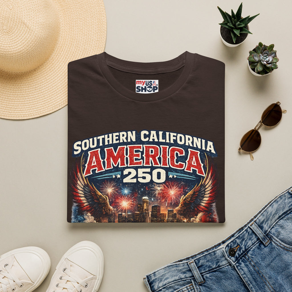 Southern California America 250 T-Shirt — Patriotic Eagle Fireworks Tee