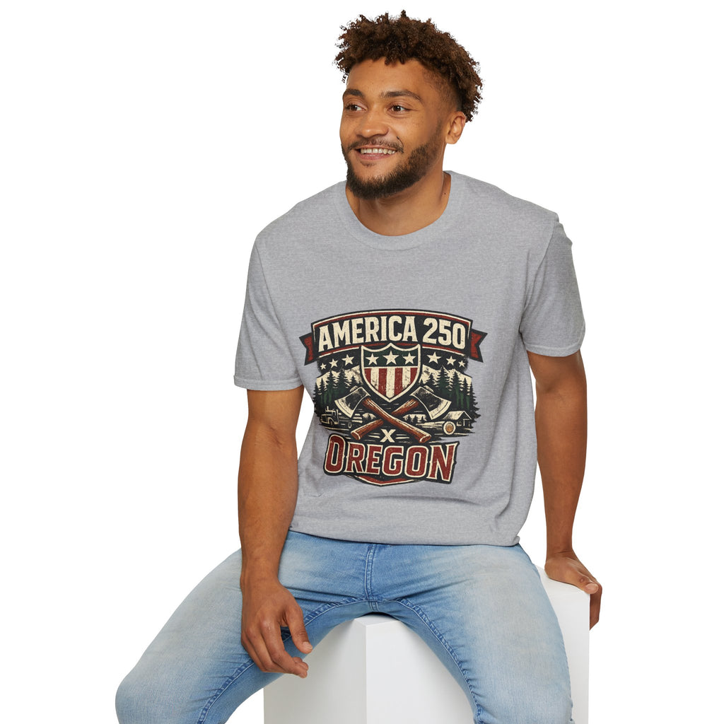 America 250 Shirt —Oregon  Rustic Timber Heritage Graphic Tee