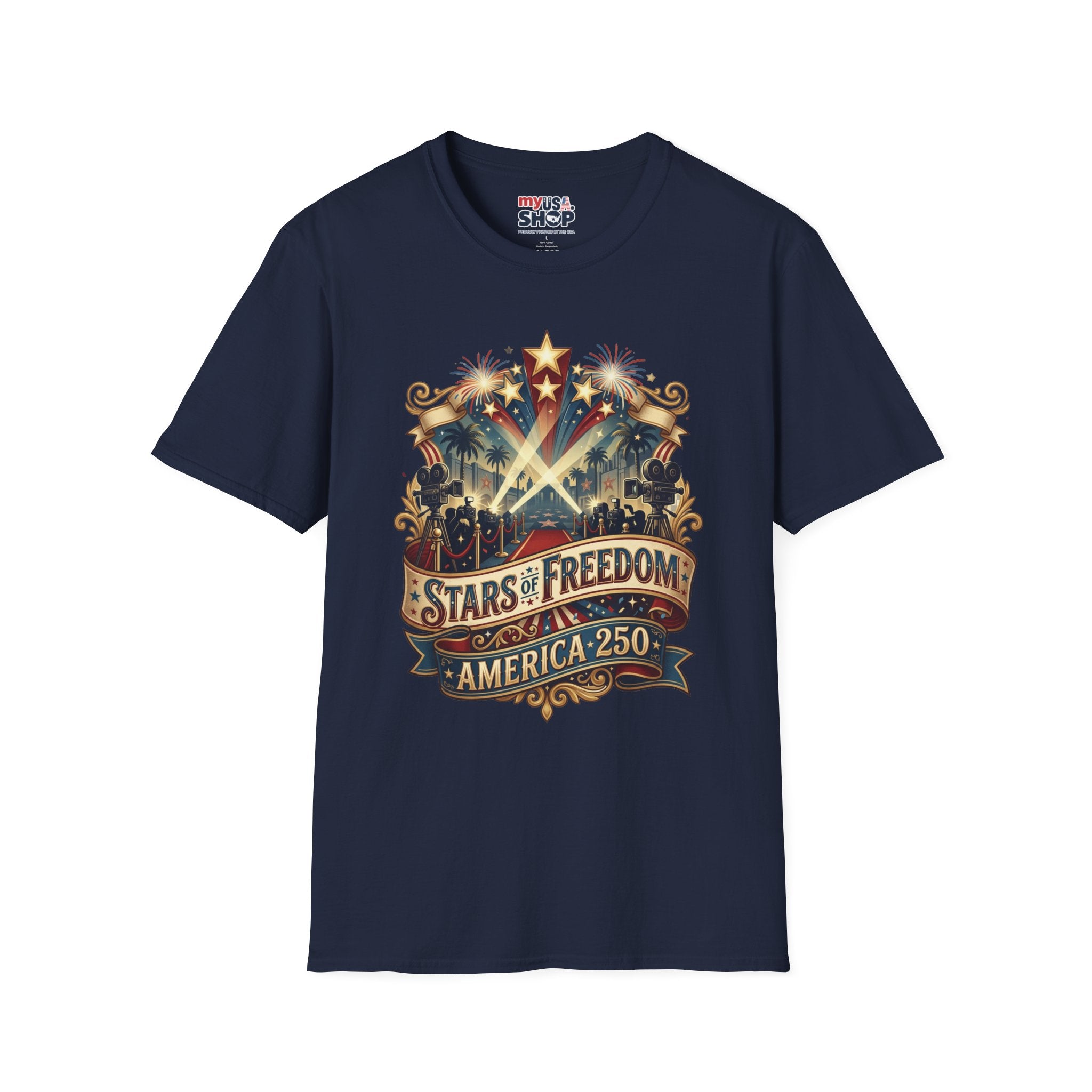 Stars of Freedom T‑Shirt — America 250 Patriotic Celebration Tee Pop Culture
