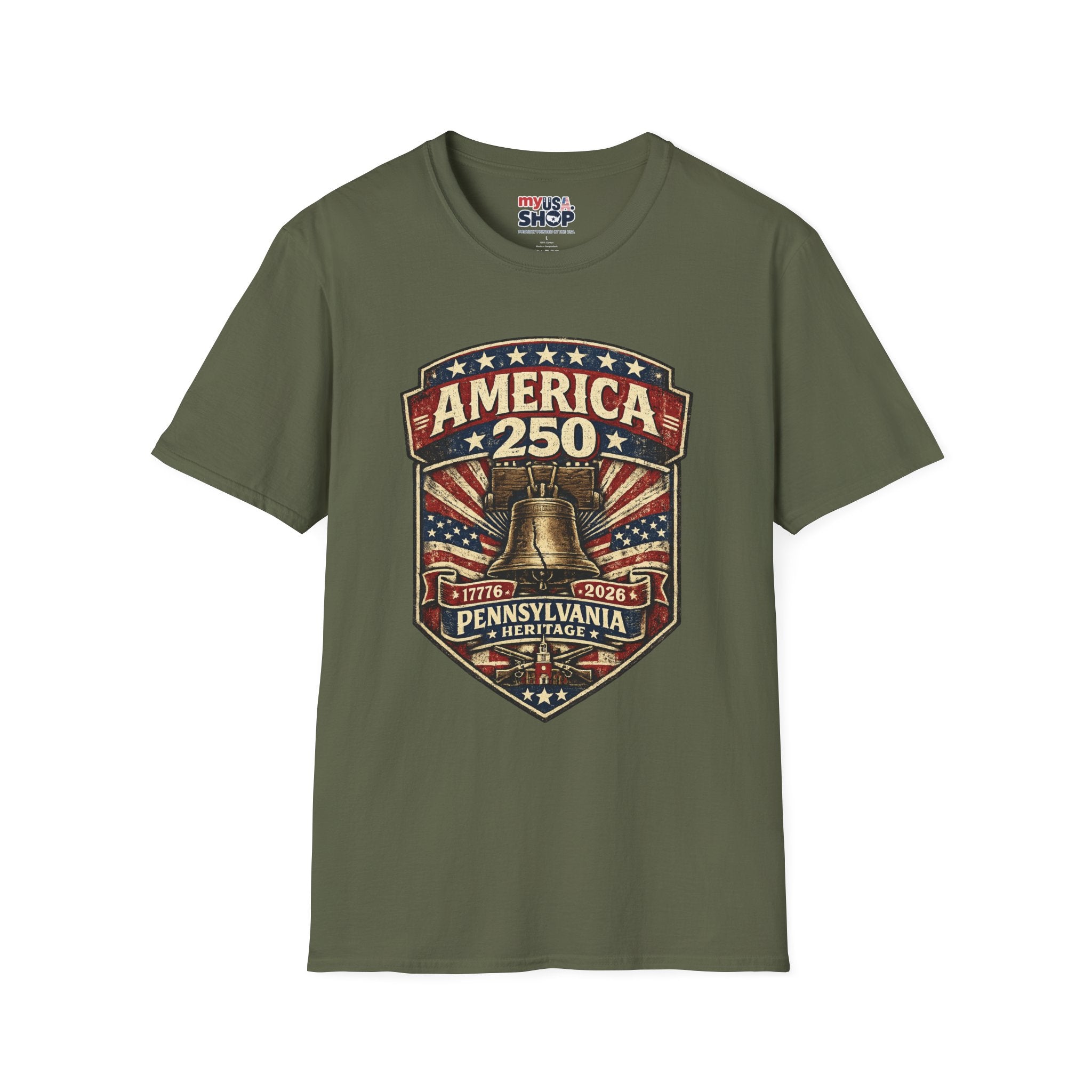 Pennsylvania America 250 Shirt — Vintage Liberty Bell Heritage Crest Tee