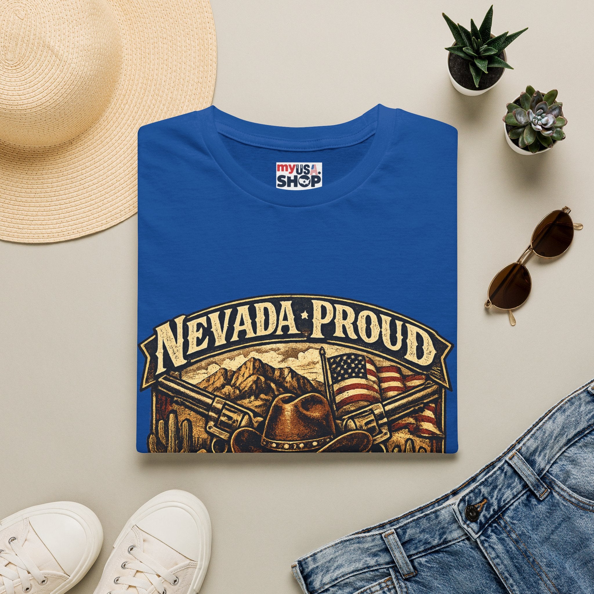 America 250 Nevada Proud T-Shirt — Vintage American Western Design