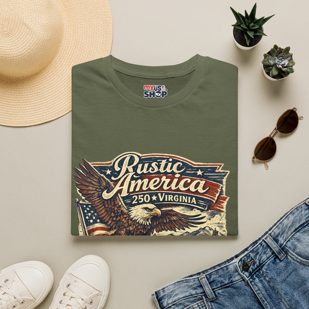 America 250 Virginia Eagle T‑Shirt — Heritage & Freedom Vintage Design