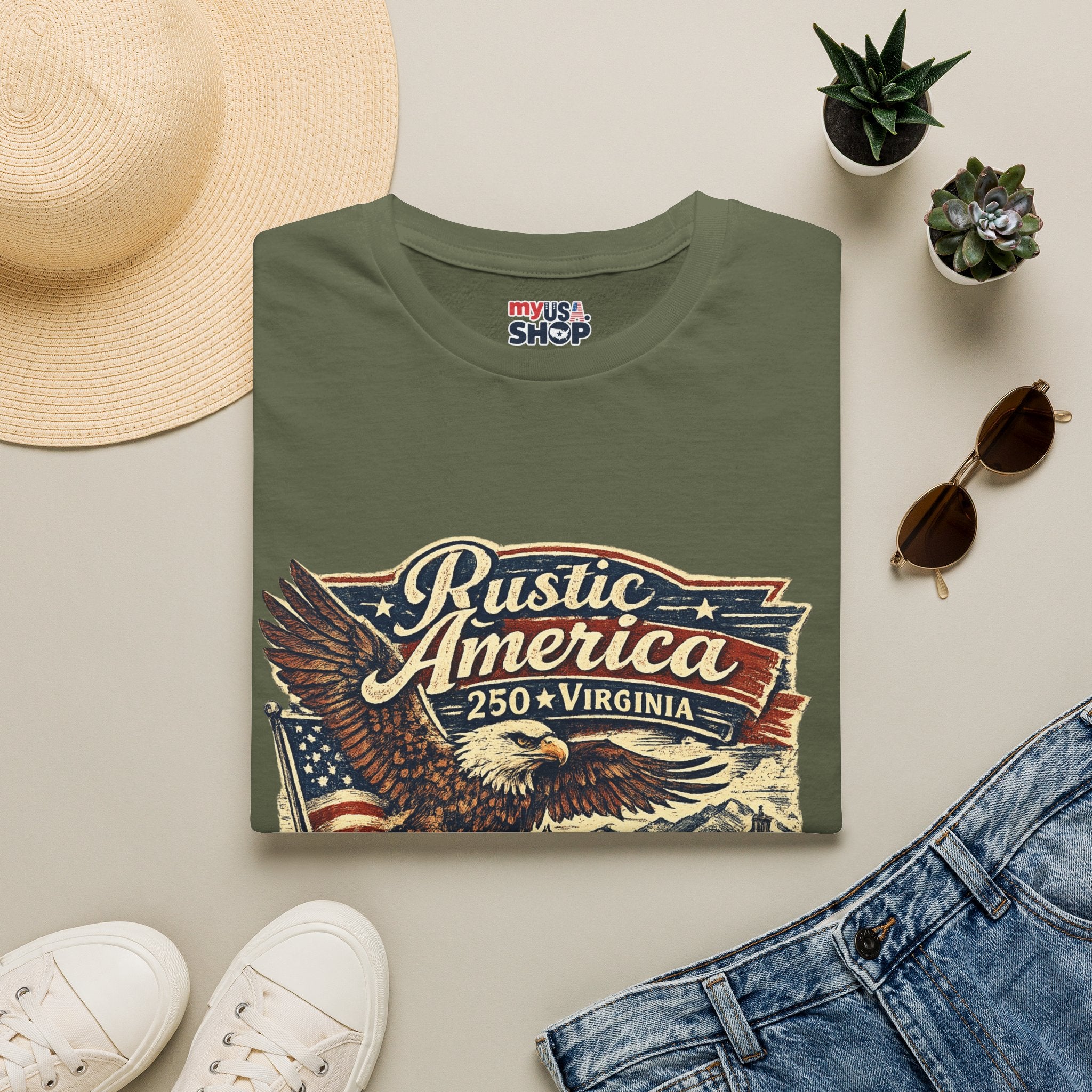 America 250 Virginia Eagle T‑Shirt — Heritage & Freedom Vintage Design