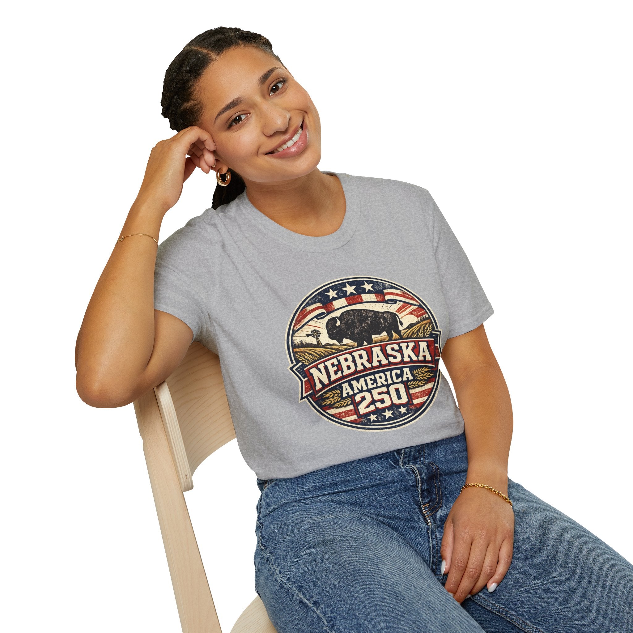 Nebraska Buffalo Retro T-Shirt — America 250 Vintage State Pride Tee