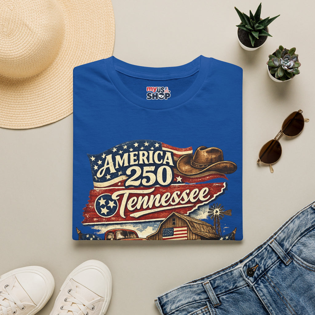 America 250 Tennessee T-Shirt — Celebrating Faith Freedom Heritage Graphic Tee
