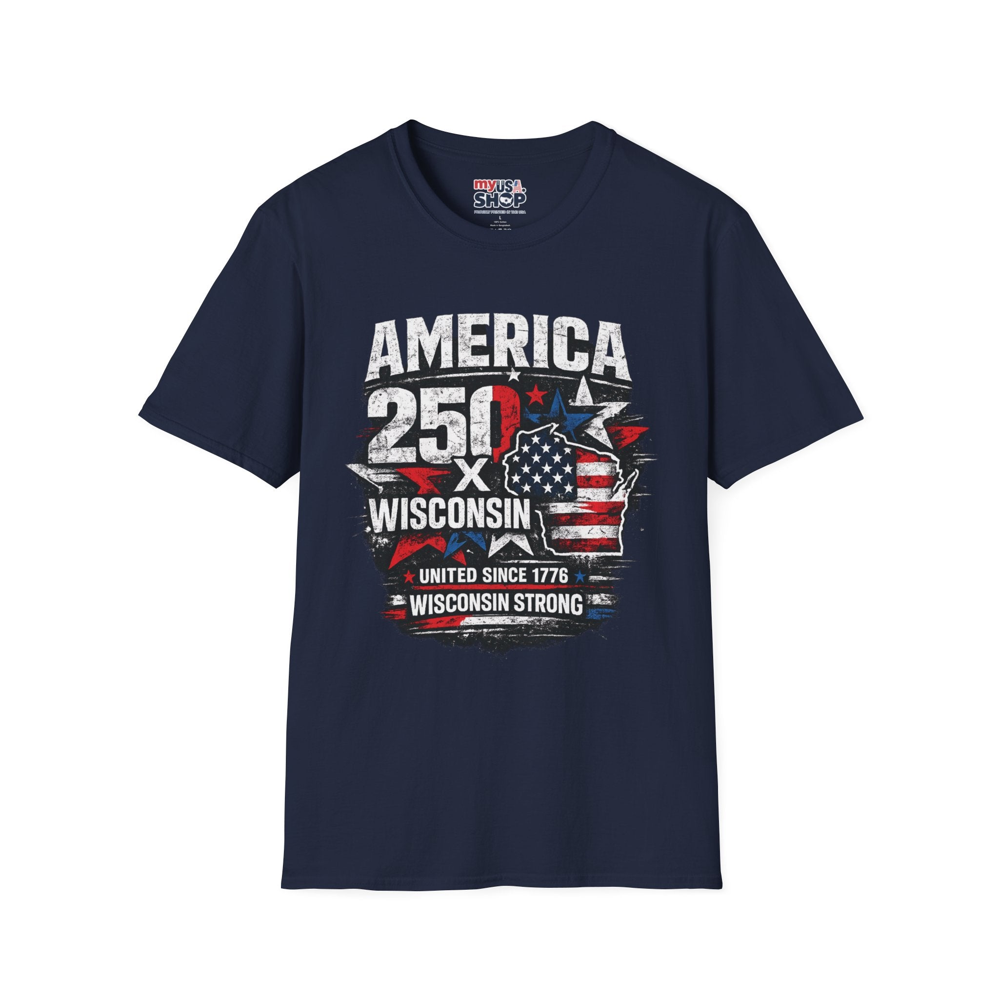 America 250 Wisconsin T-Shirt — USA 1776 Celebration Tee