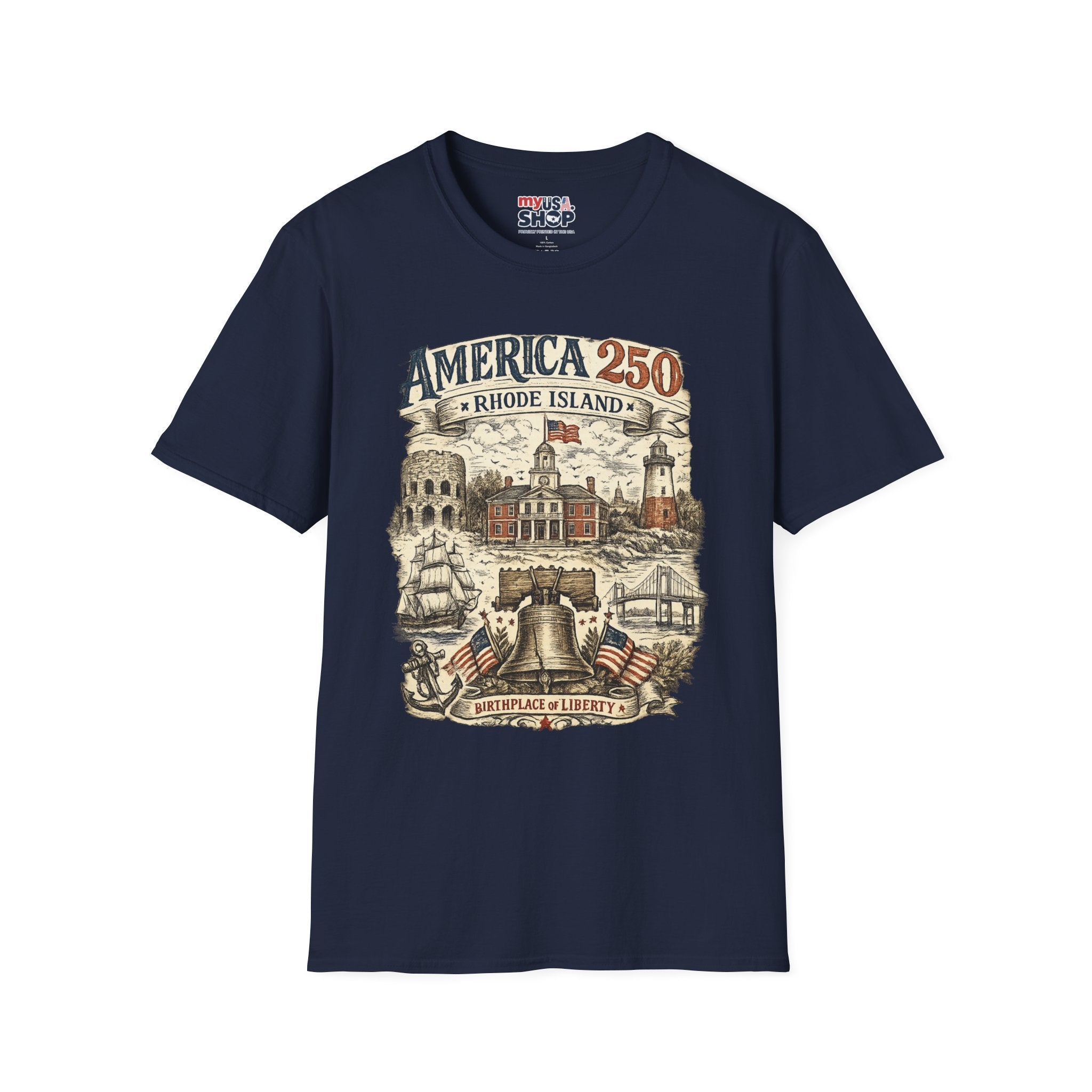 America 250 Rhode Island Shirt — Birthplace of Liberty Heritage Tee