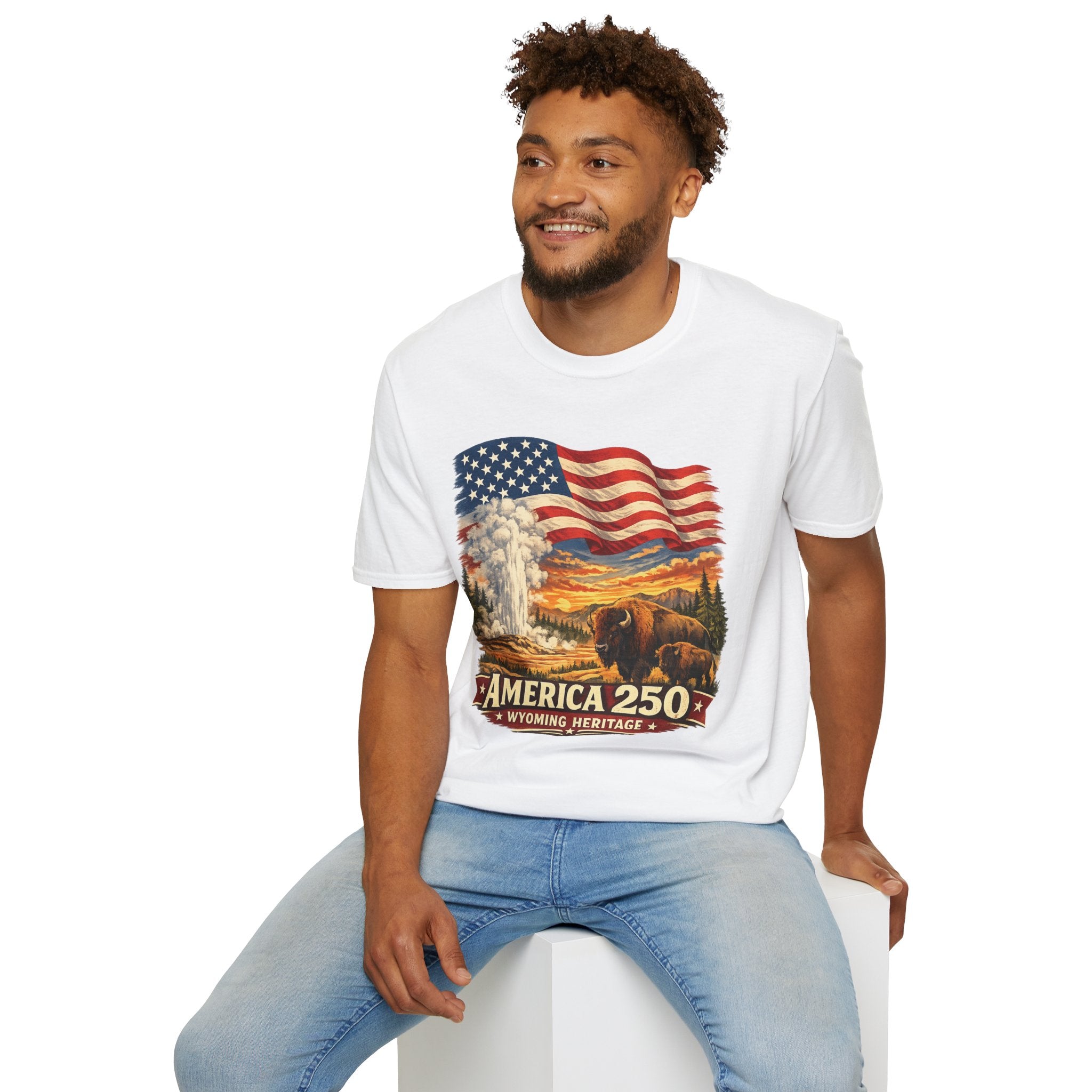 America 250 T-Shirt — Vintage Wyoming Yellowstone Design