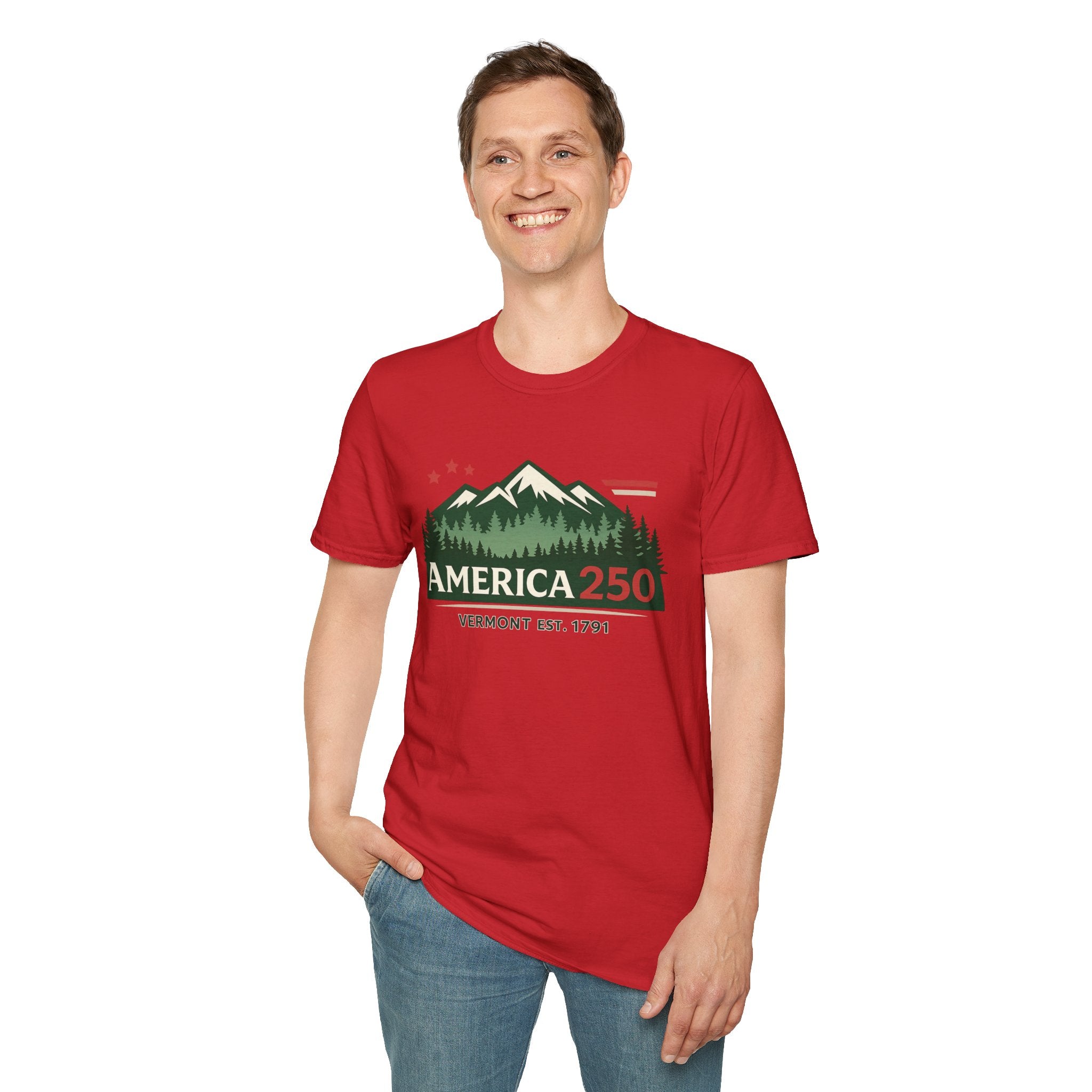 America 250 – Vermont Est. 1791 Mountain Star Vintage Tee Design