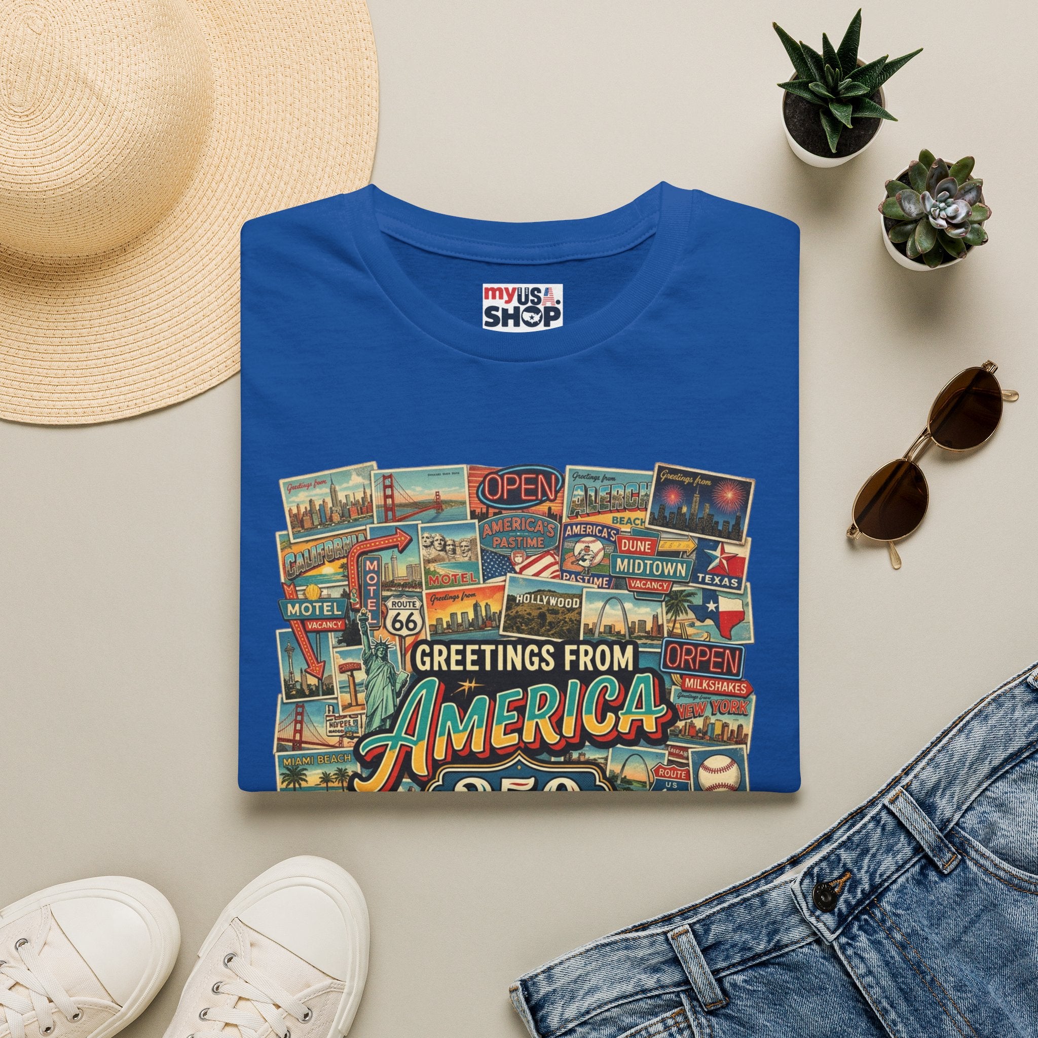 Greetings From America 250 Vintage Postcard T-Shirt Pop Culture