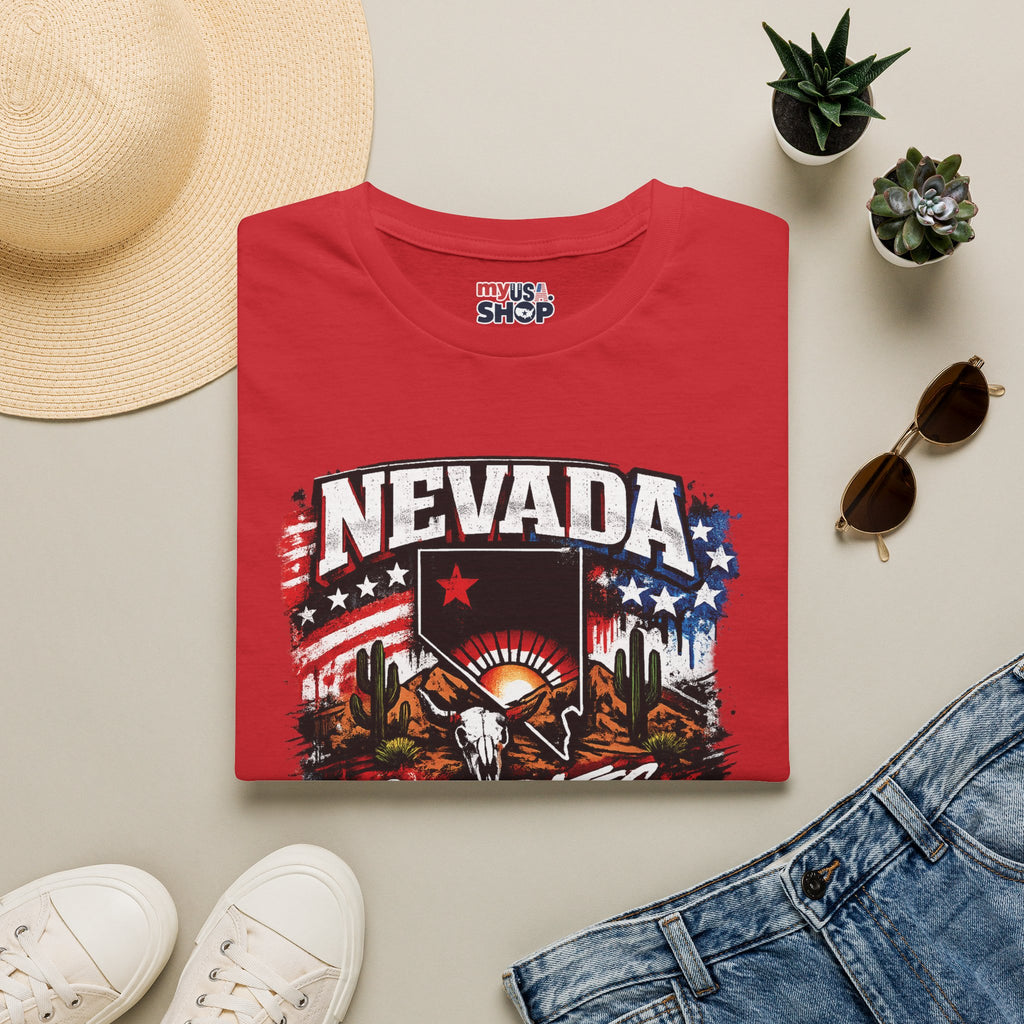 America 250 Nevada Rustic Flag T-Shirt — 'Celebrates the 250' Vintage State Pride Tee