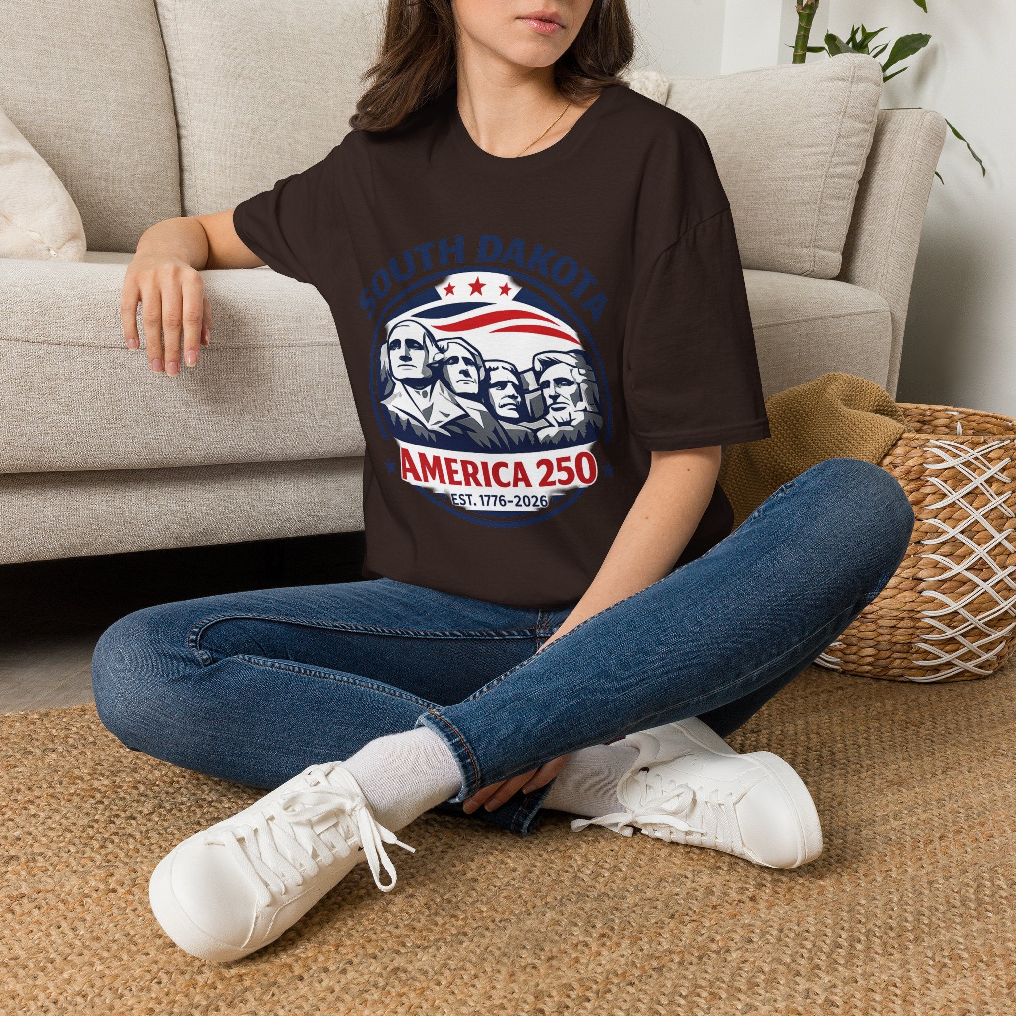 America 250 South Dakota T-Shirt — Classic Patriotic Badge Graphic Tee