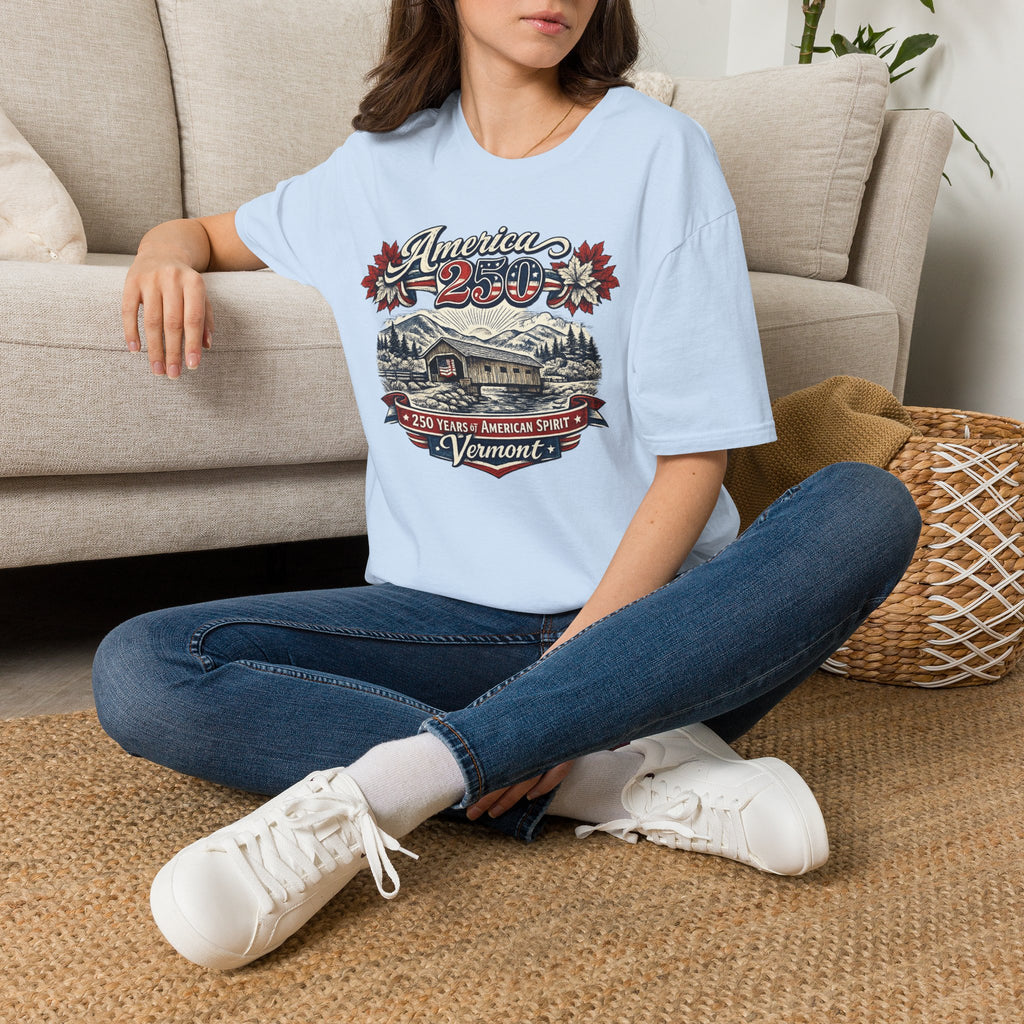 America 250 Vintage T-Shirt — Vermont Patriotic Vermont Mountains Tee