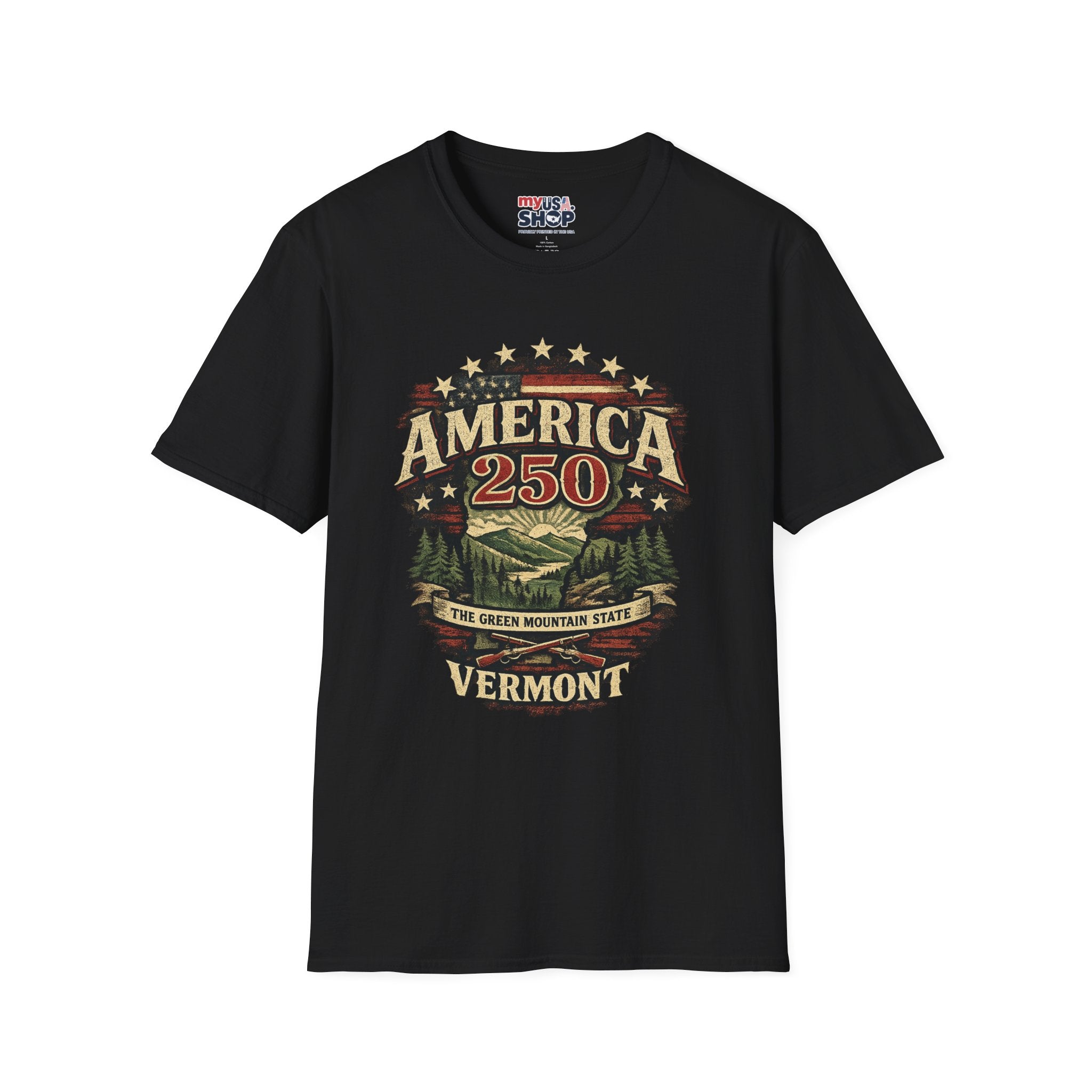 America 250 – Vermont “The Green Mountain State” Vintage Tee Design