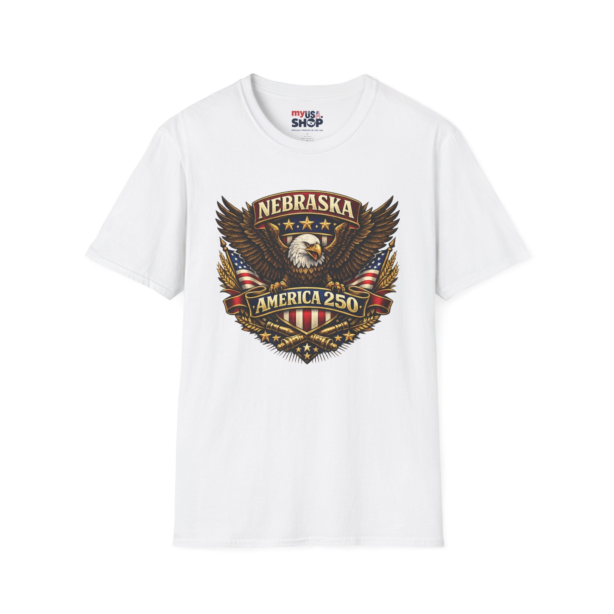 America 250 Nebraska Eagle T-Shirt — Patriotic USA State Tee