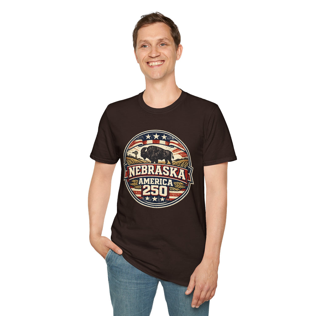 Nebraska Buffalo Retro T-Shirt — America 250 Vintage State Pride Tee