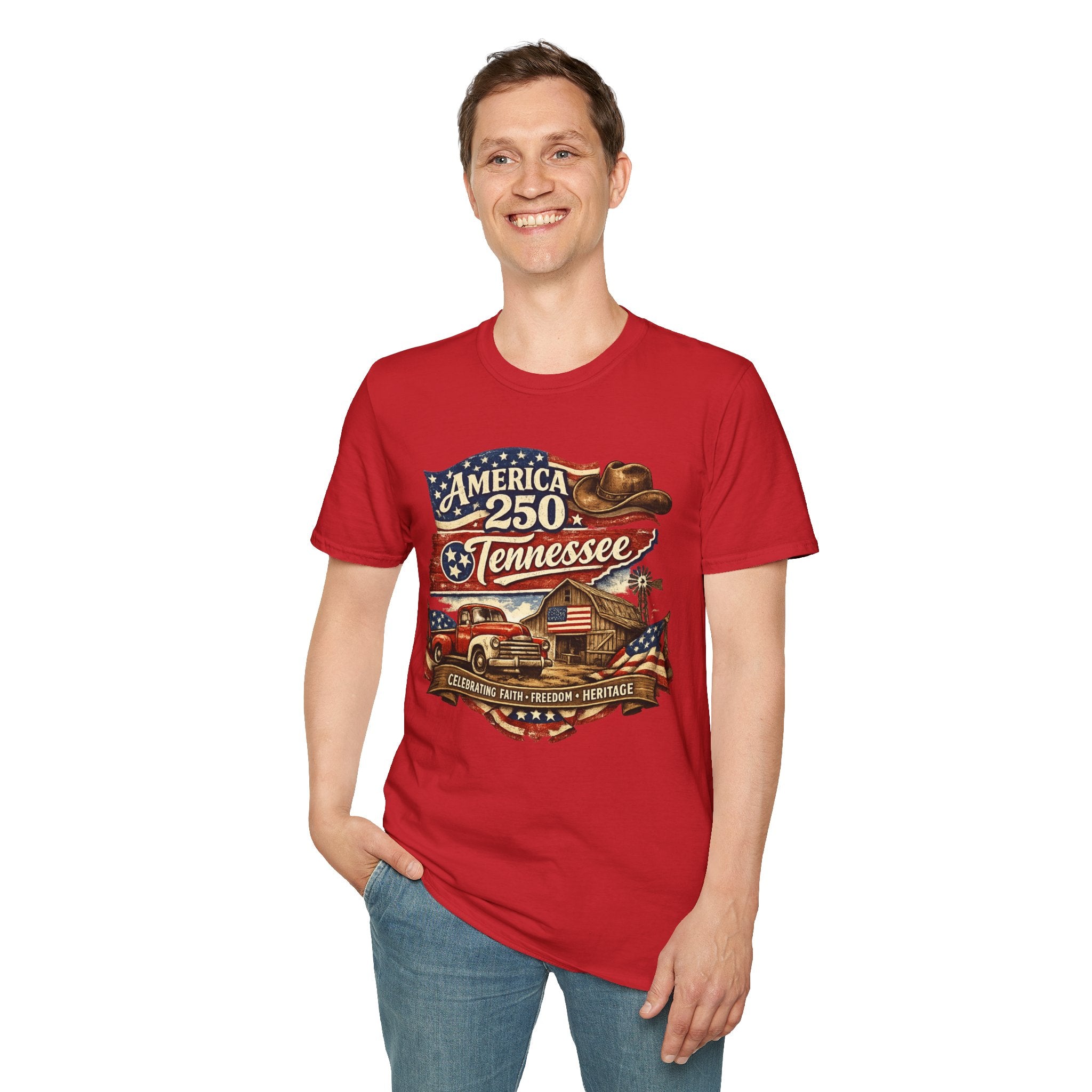 America 250 Tennessee T-Shirt — Celebrating Faith Freedom Heritage Graphic Tee