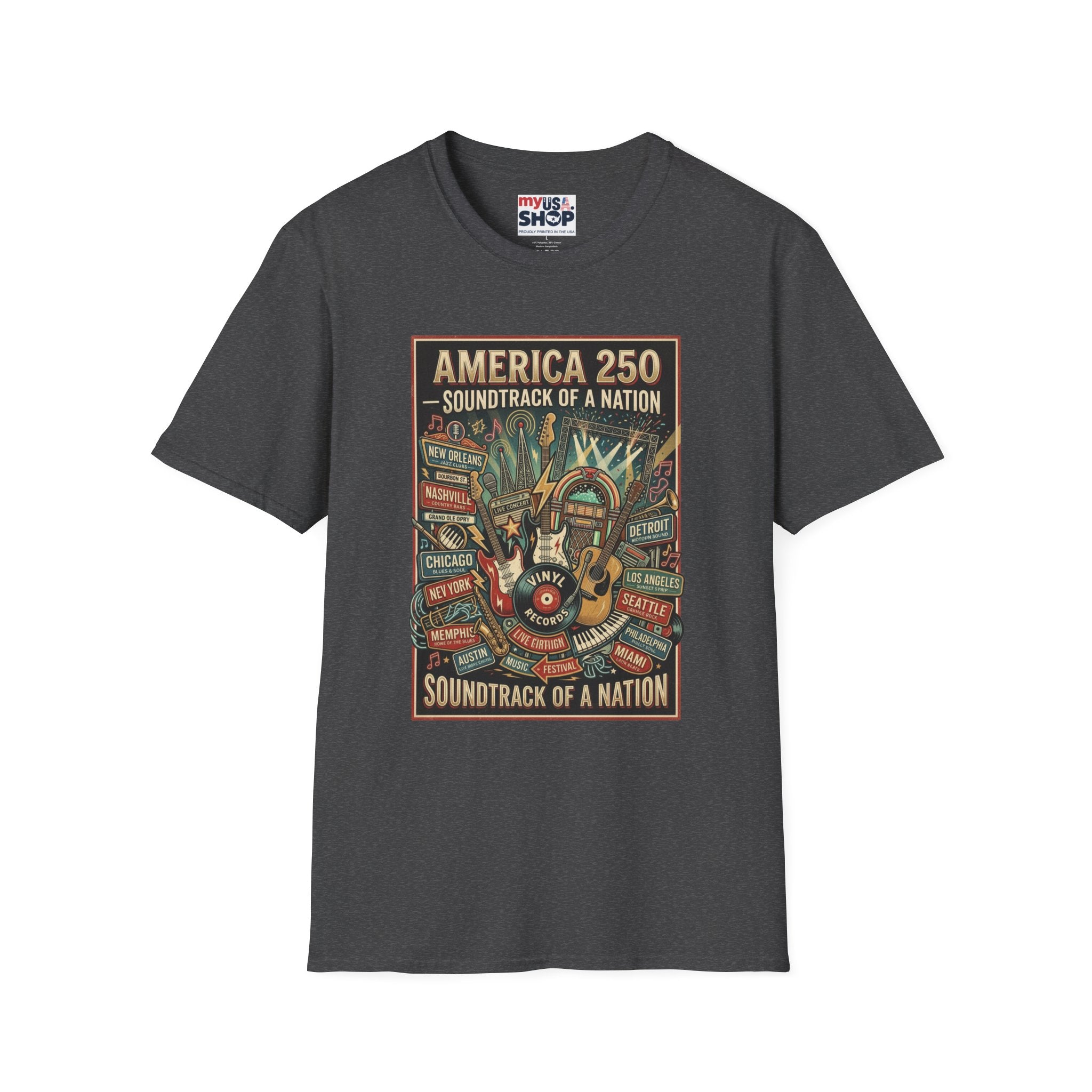 America 250 "Soundtrack of a Nation" T-Shirt — Patriotic Music Festival Tee Pop Culture