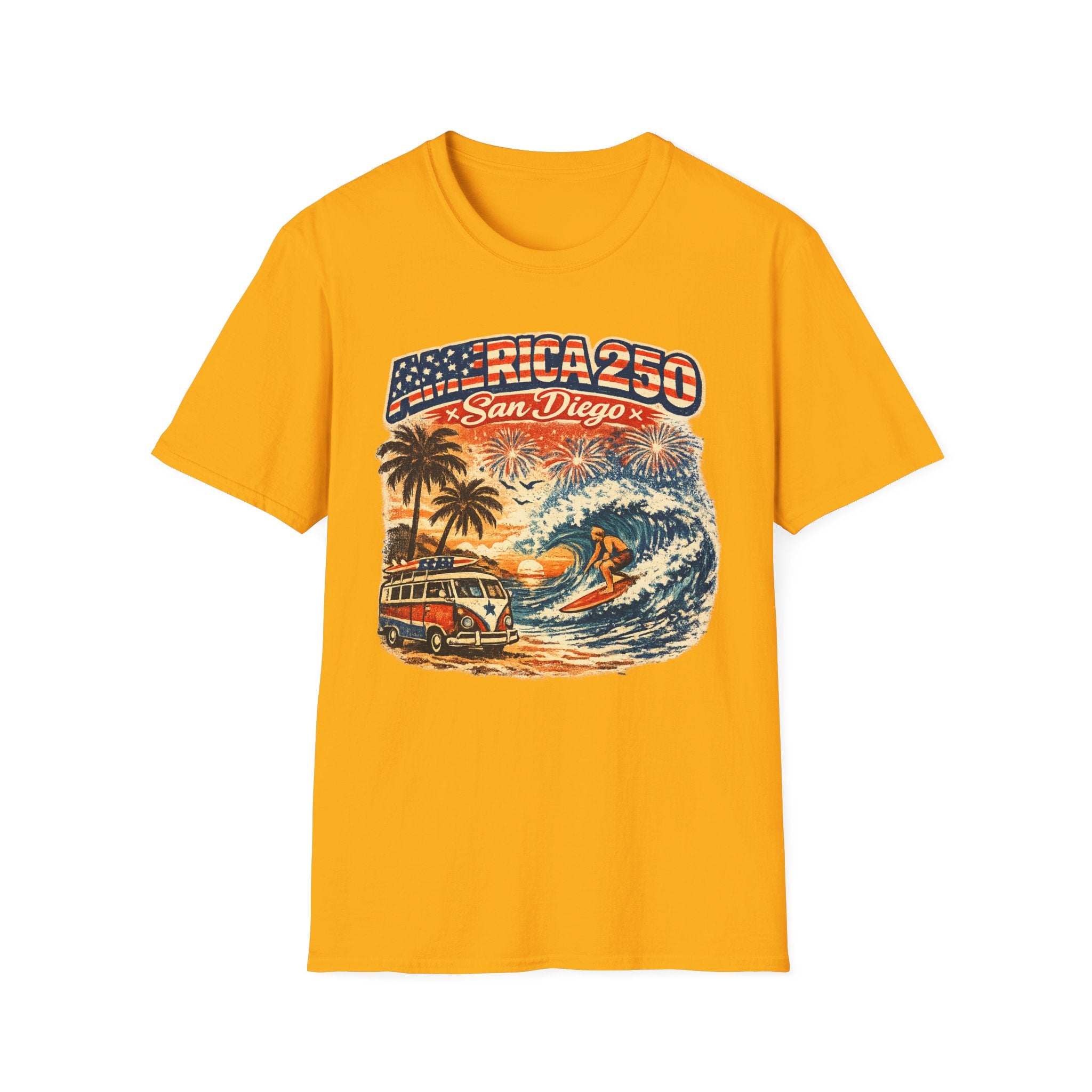 America 250 San Diego California Vintage Surf Tee