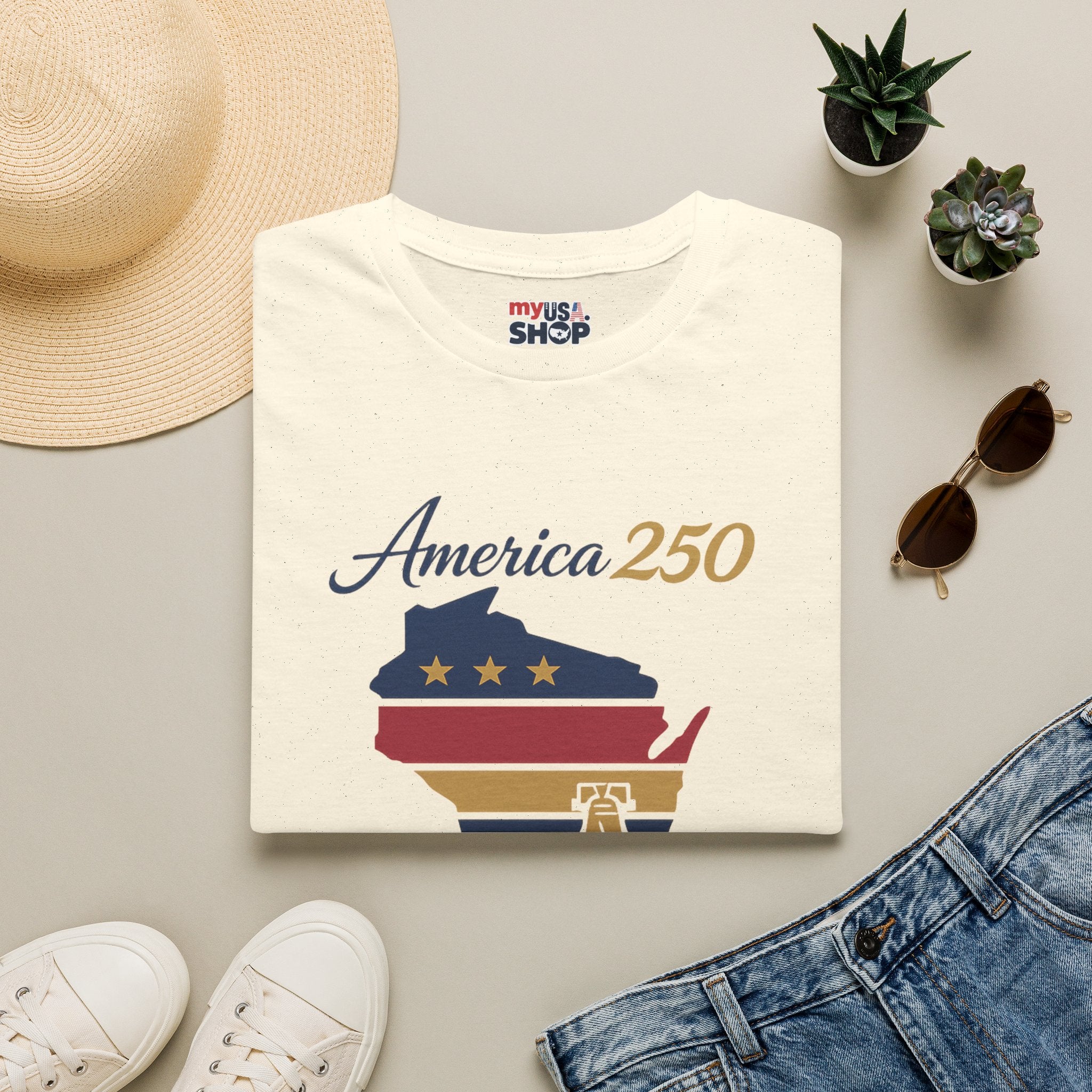 America 250 Wisconsin T-Shirt – Patriotic USA State Tee