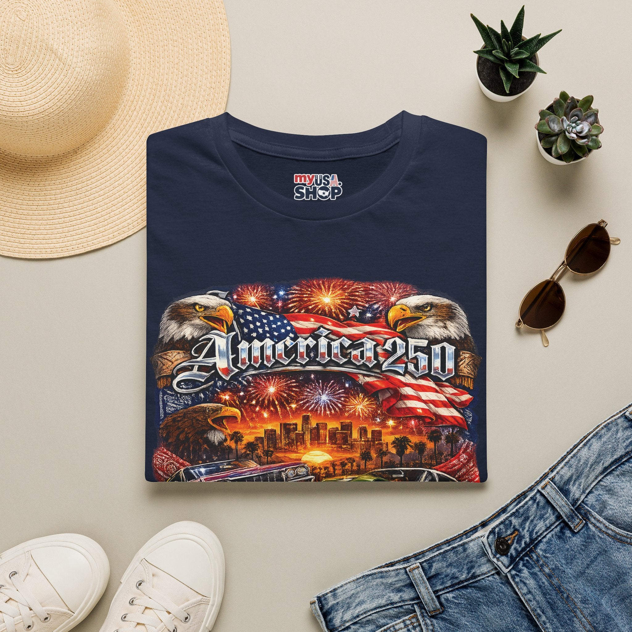 America 250 — Patriotic Bald Eagles, Fireworks & Chicano Pride