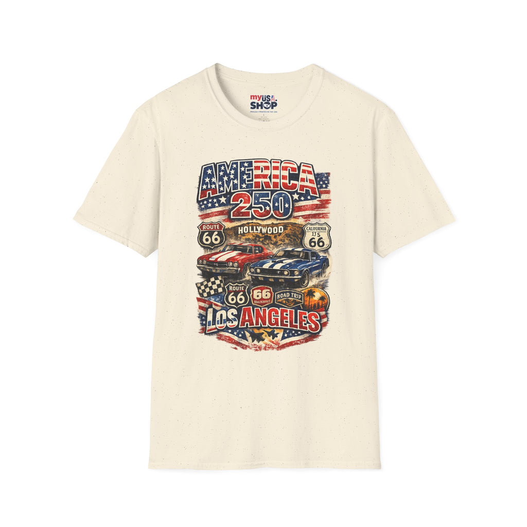 America 250 Los Angeles Route 66 Hollywood Muscle Cars Road Trip California Tee