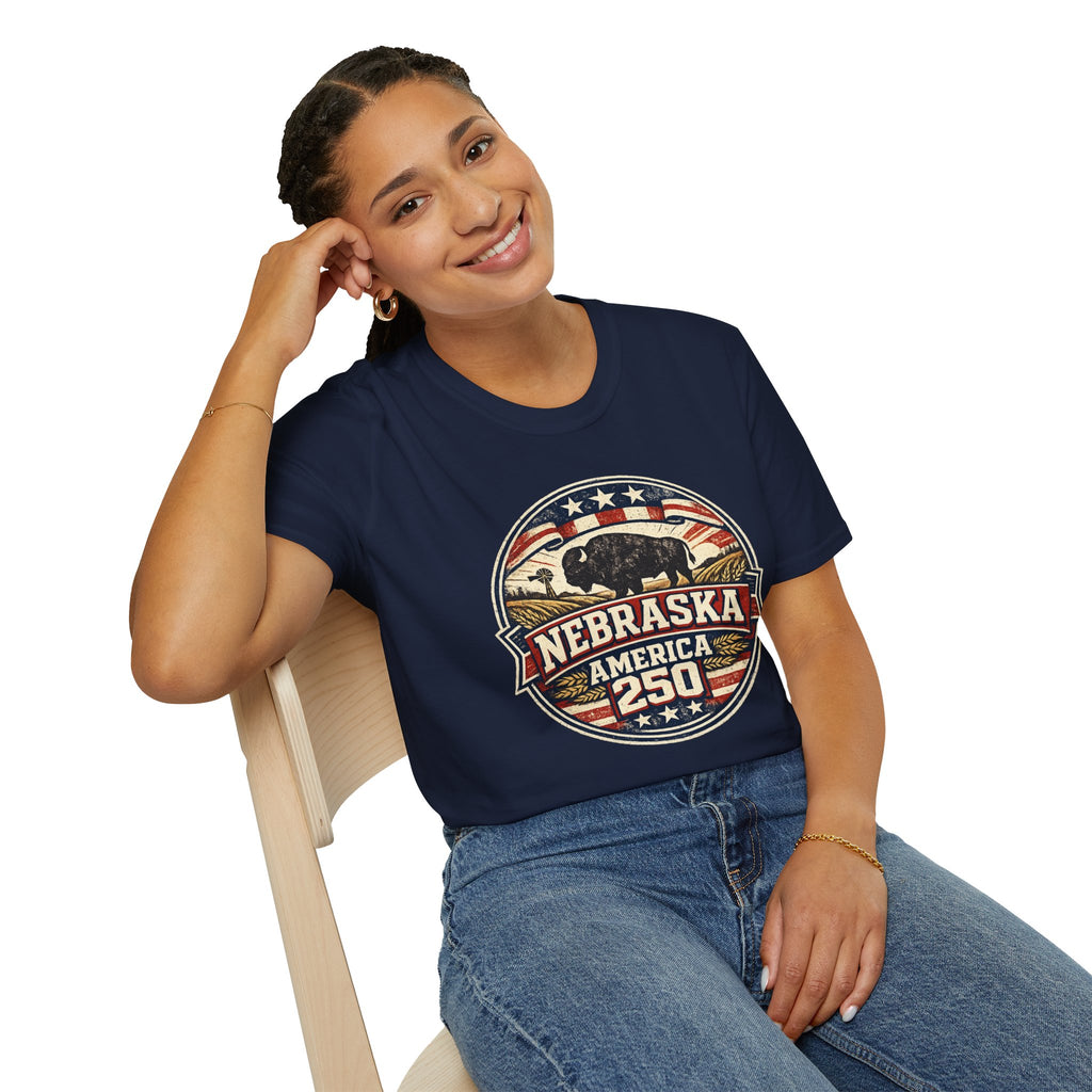 Nebraska Buffalo Retro T-Shirt — America 250 Vintage State Pride Tee