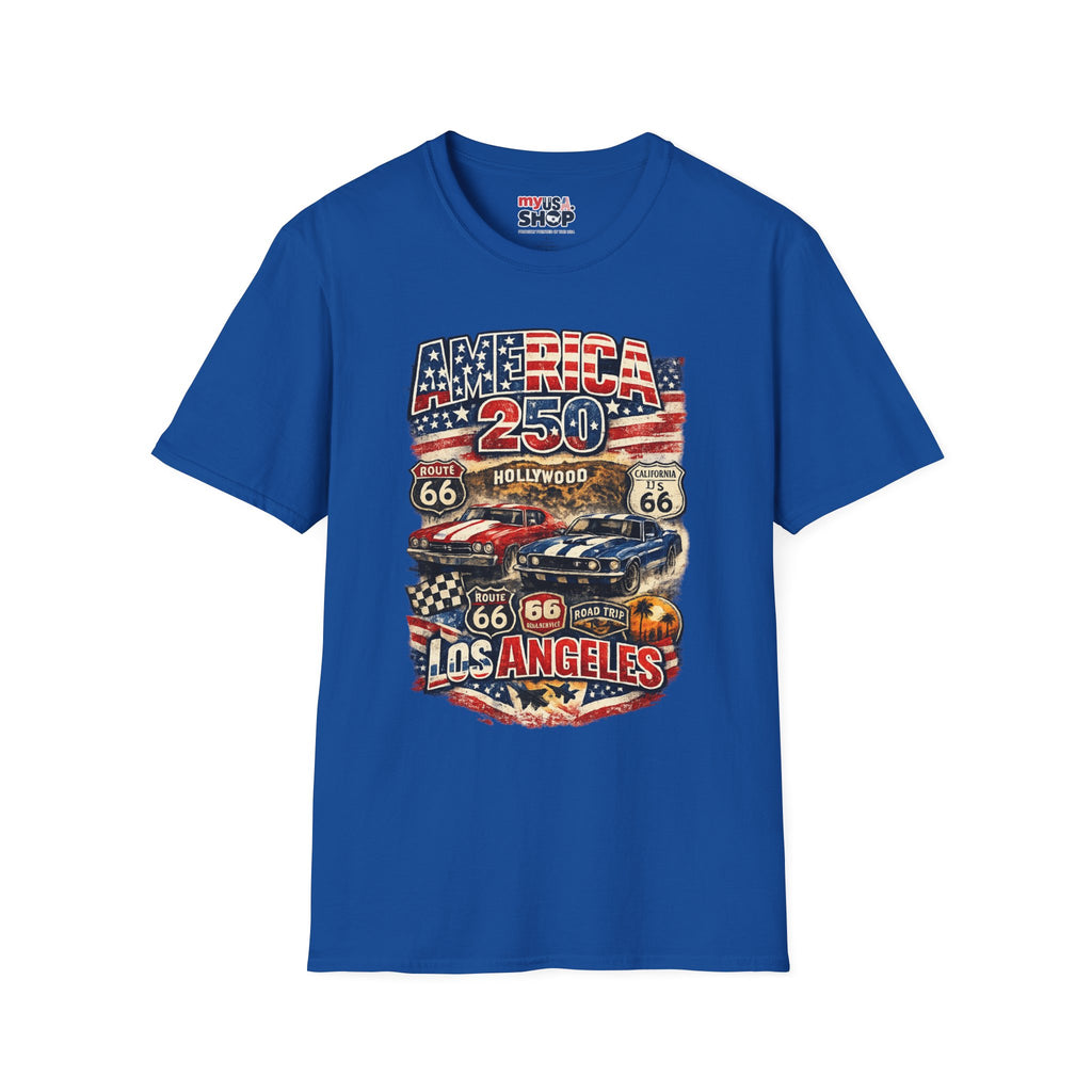 America 250 Los Angeles Route 66 Hollywood Muscle Cars Road Trip California Tee