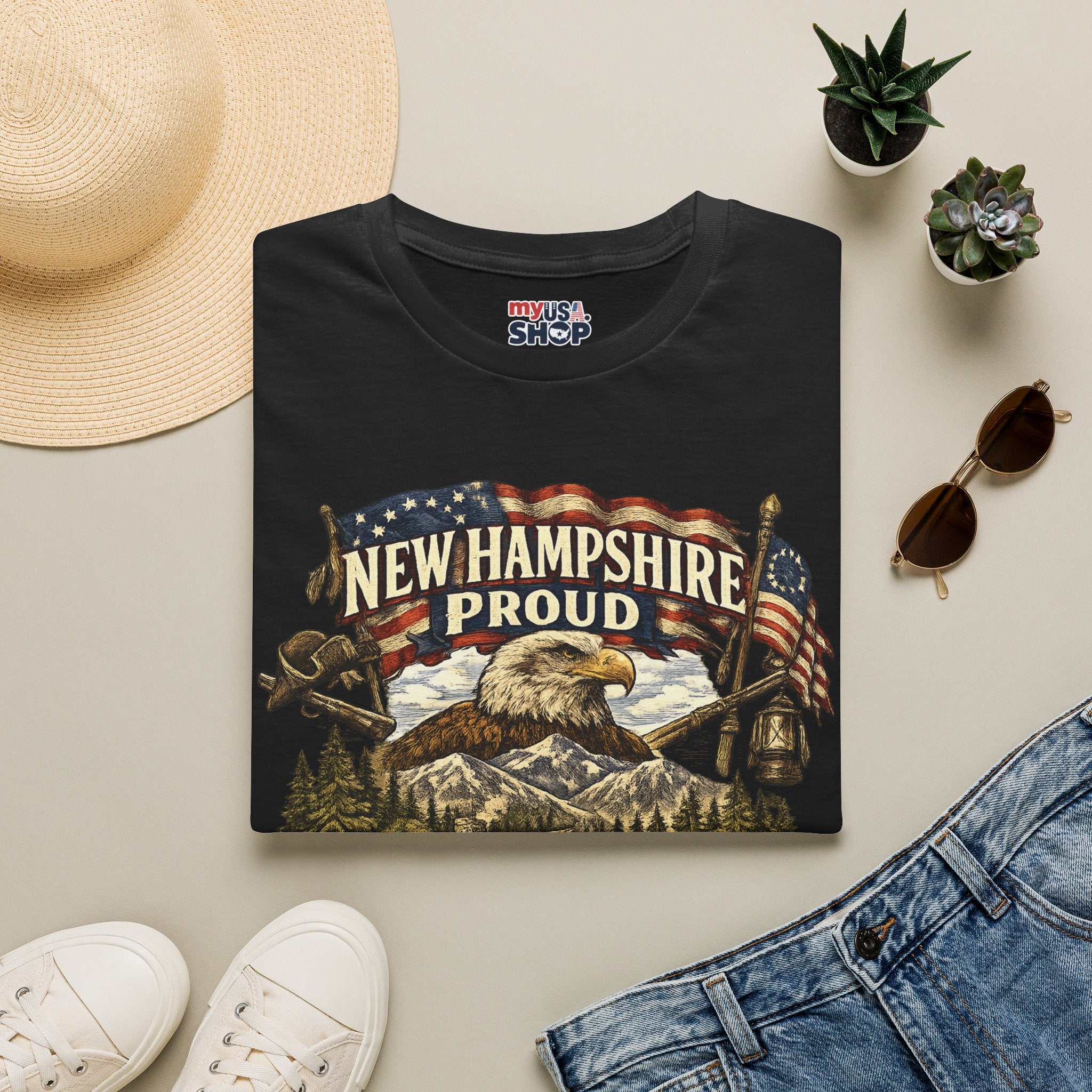 America 250 New Hampshire Proud T-Shirt — Patriotic Eagle State Tee