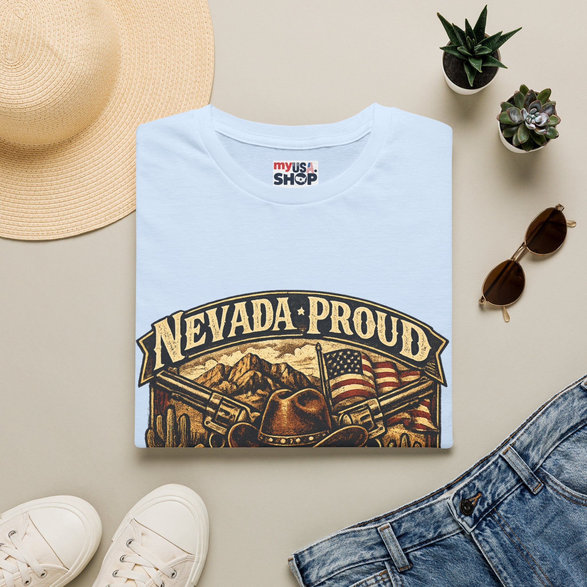 America 250 Nevada Proud T-Shirt — Vintage American Western Design