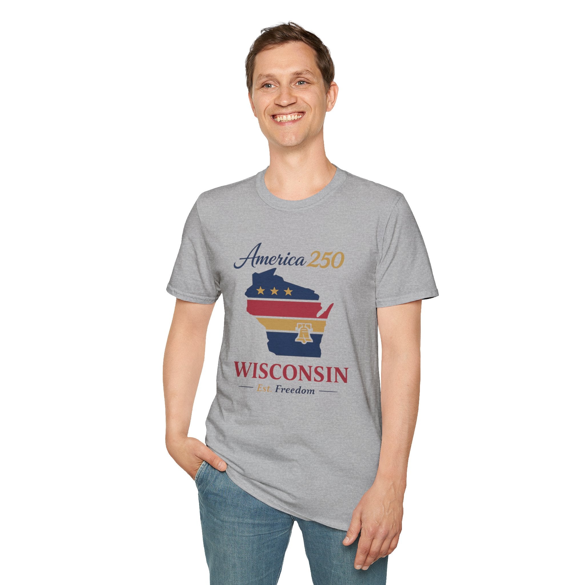America 250 Wisconsin T-Shirt – Patriotic USA State Tee