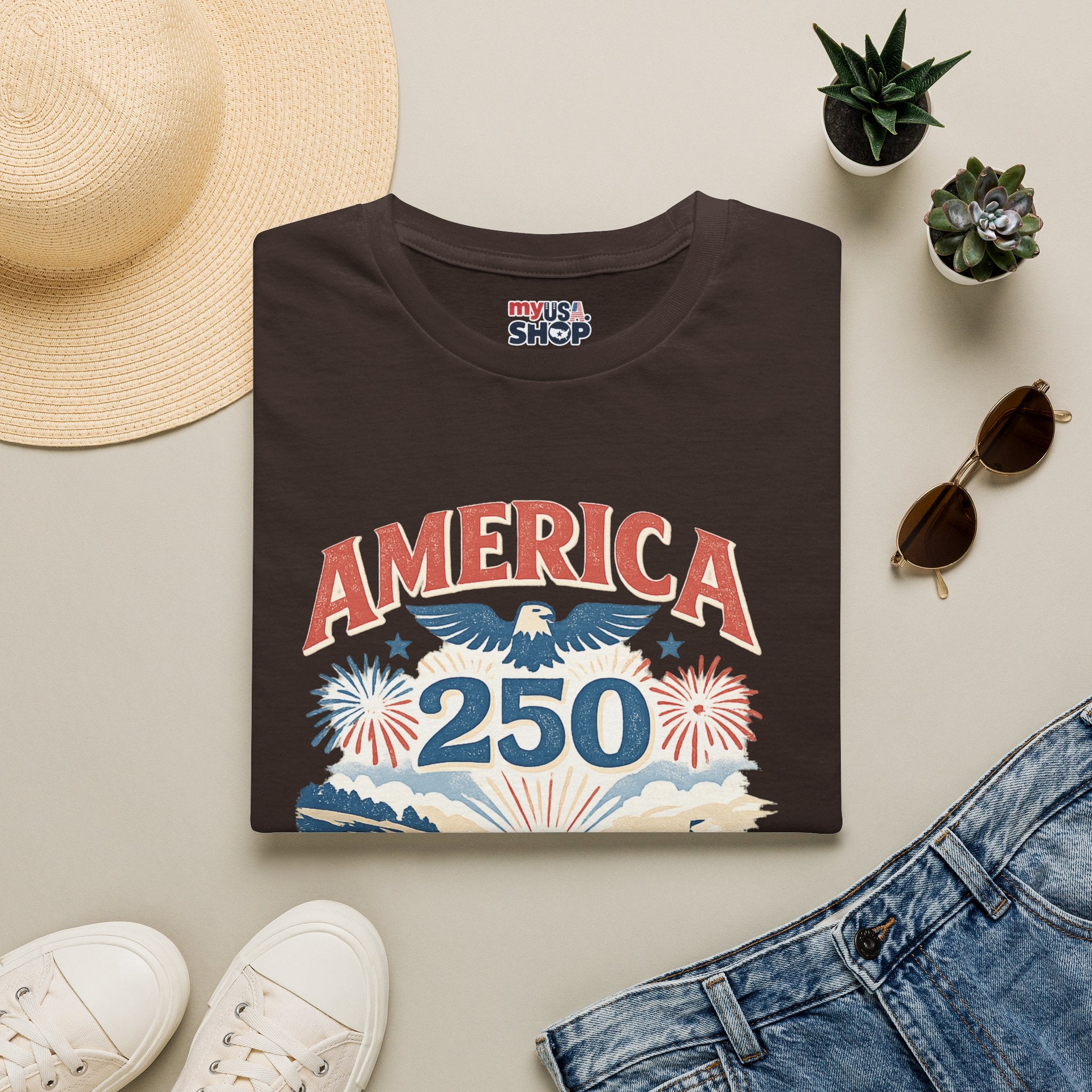 America 250 Rhode Island Shirt — Coastal Fireworks Patriotic Tee