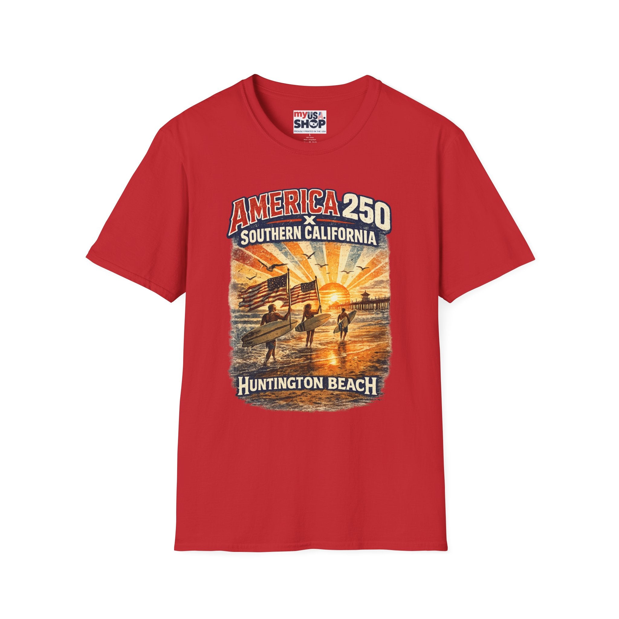 America 250 Southern California Huntington Beach Vintage Tee